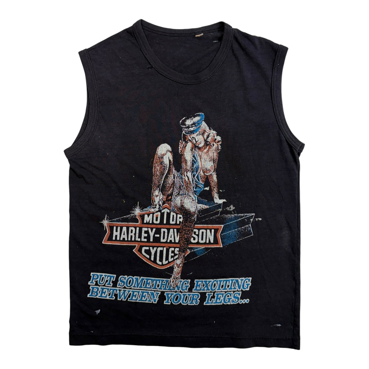 Vintage Harley Davidson “Put Something Exciting Between Your Legs” Muscle Tee Black