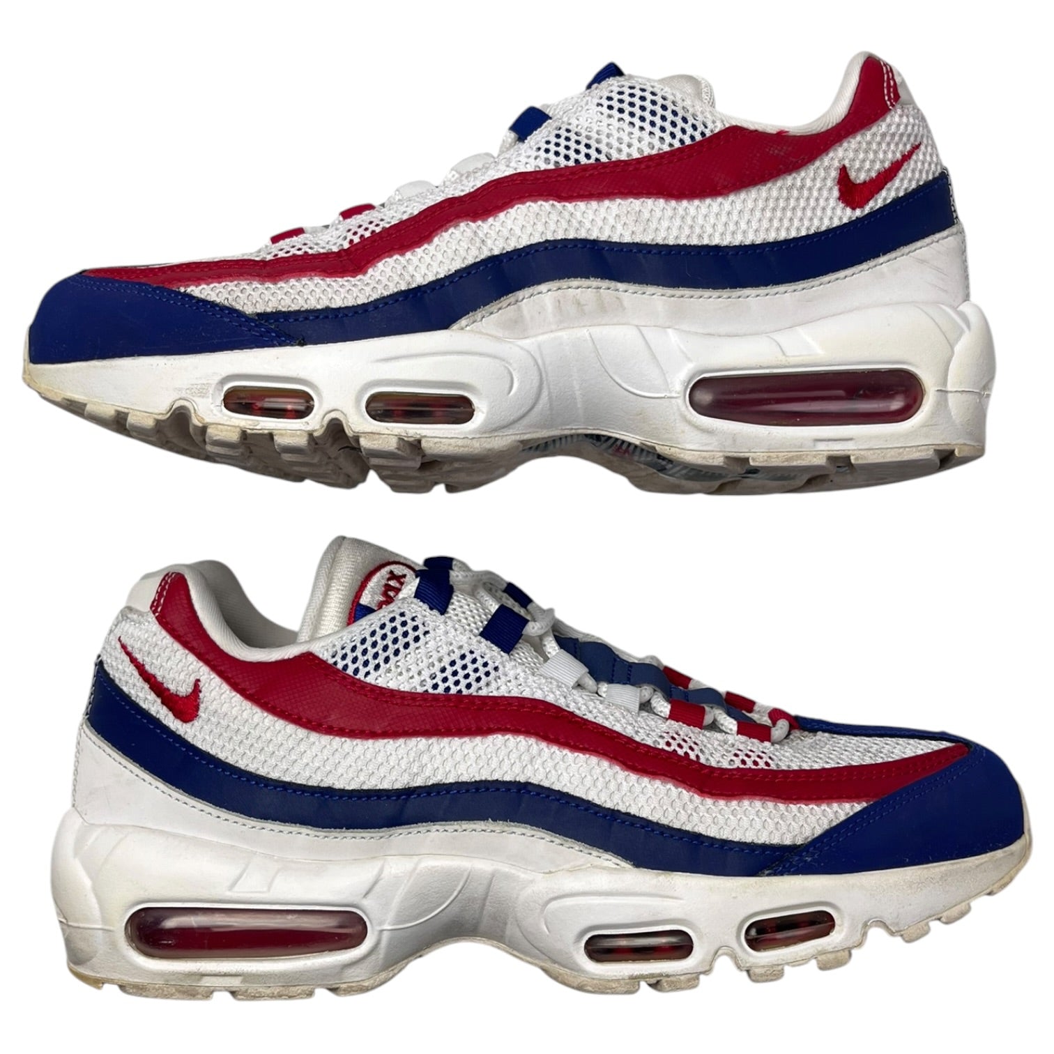 Nike Air Max 95 White Deep Royal Blue Gym Red (Used)