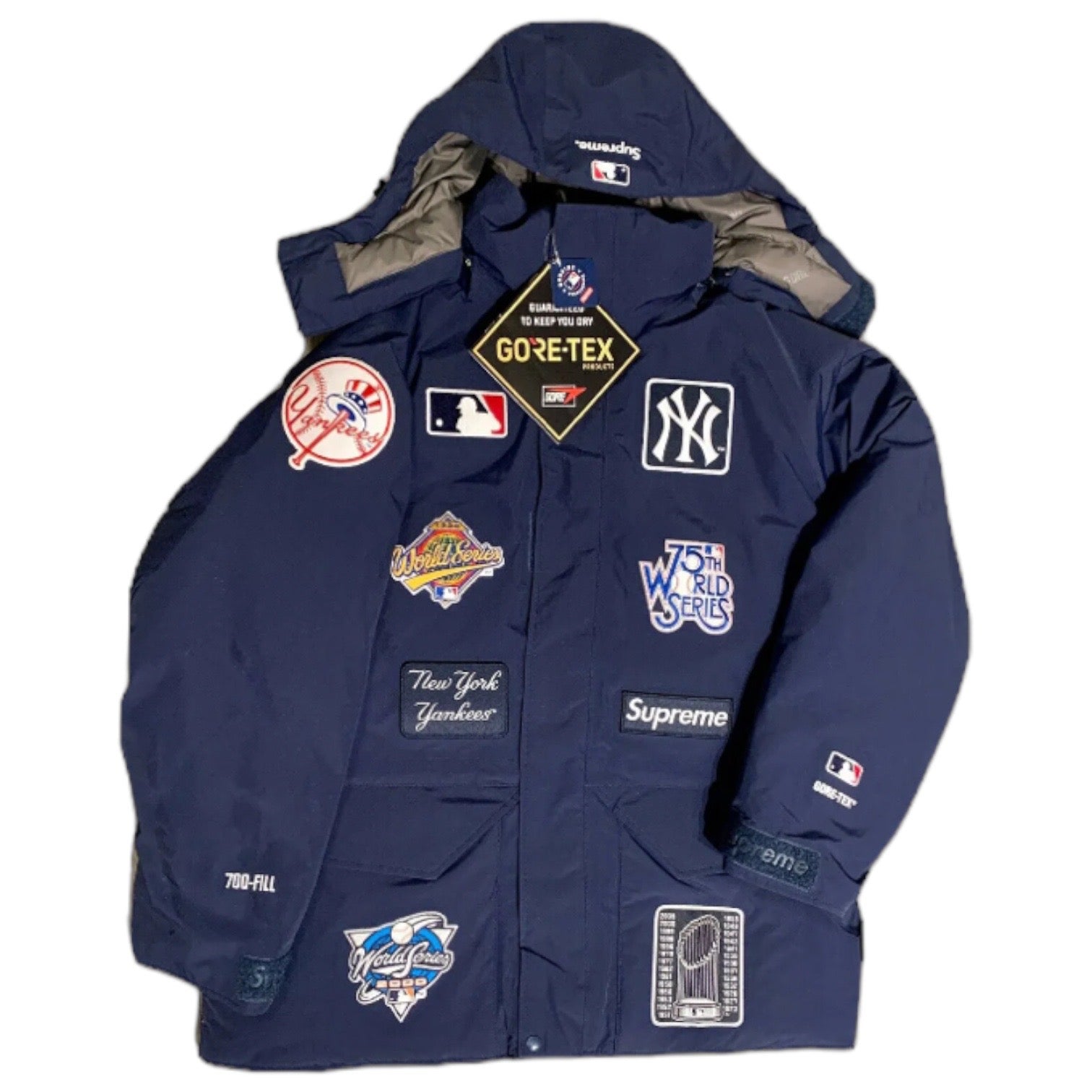 Supreme New York Yankees Gore-Tex 700 Fill Jacket Navy