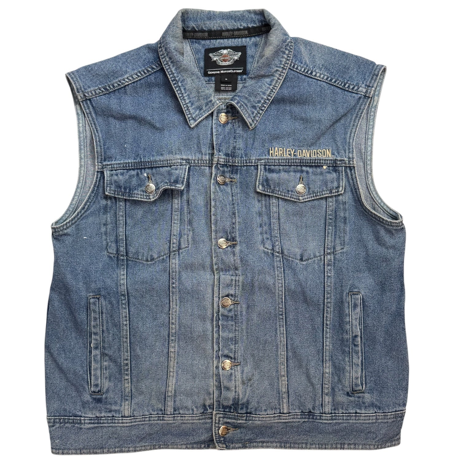 Vintage Harley Davidson Denim Biker Vest