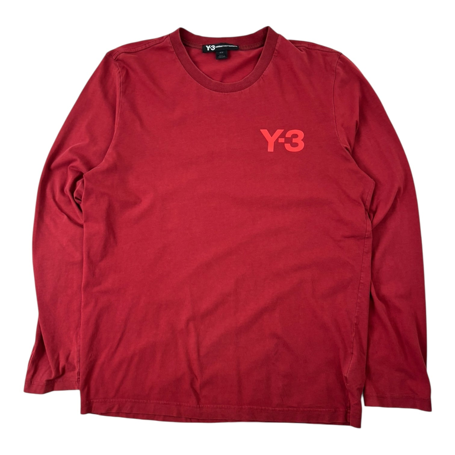 Y-3 Yohji Yamamoto Logo Long Sleeve T-Shirt Red