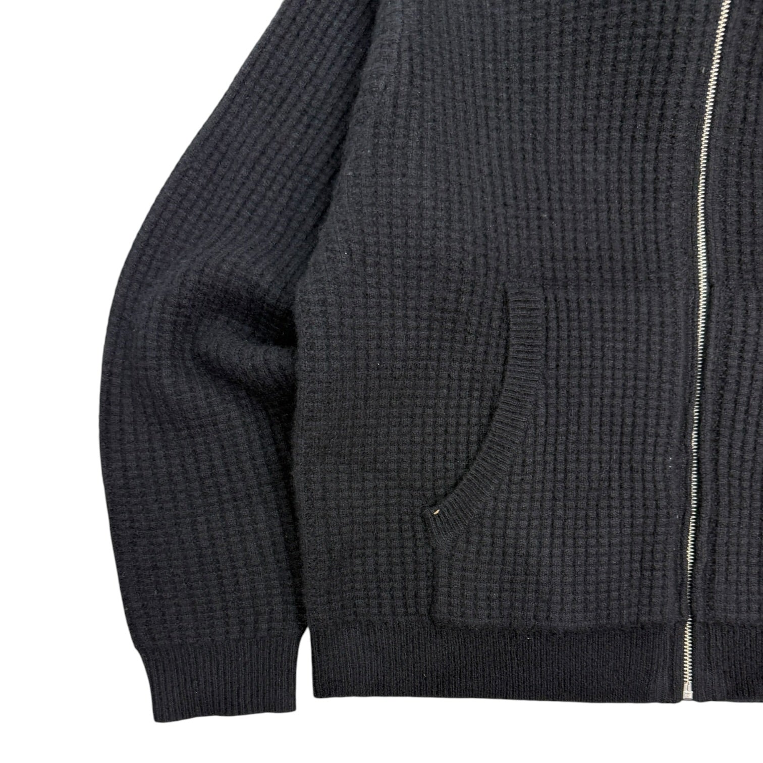 Stussy Waffle Cashmere Zip Up Sweater Black