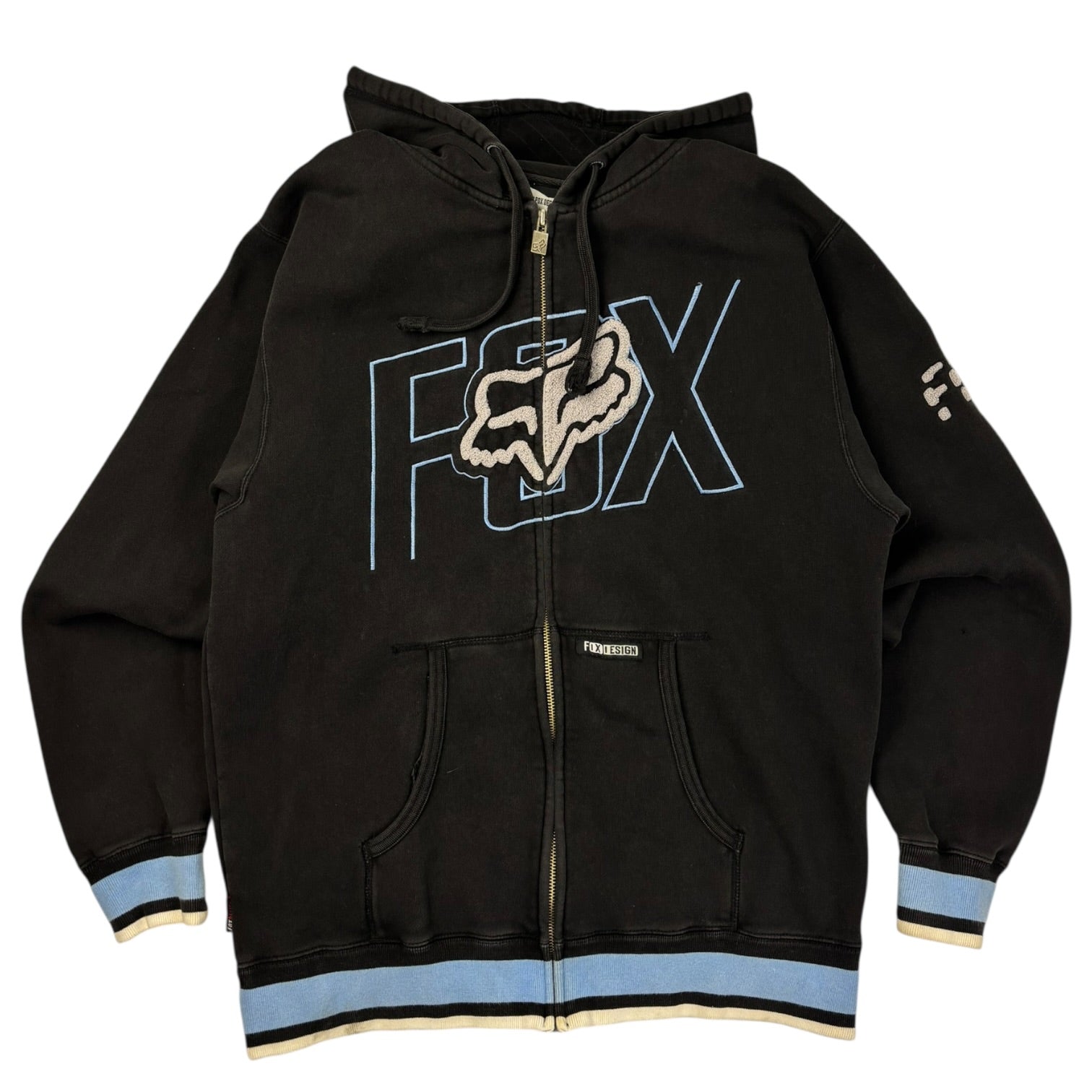 Y2K Fox Racing Embroidered Zip Up Hoodie