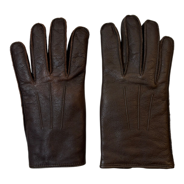Double RL Ralph Lauren Winter Type R-3 Leather & Wool Gloves Brown