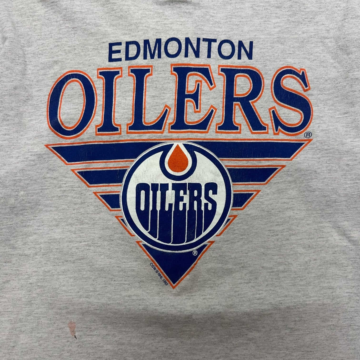 1992 Edmonton Oilers Double Collar Tee Grey/Blue