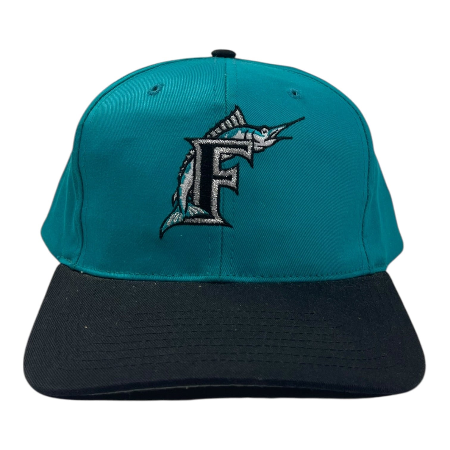Vintage Florida Marlins Snap Back Hat Dark Teal