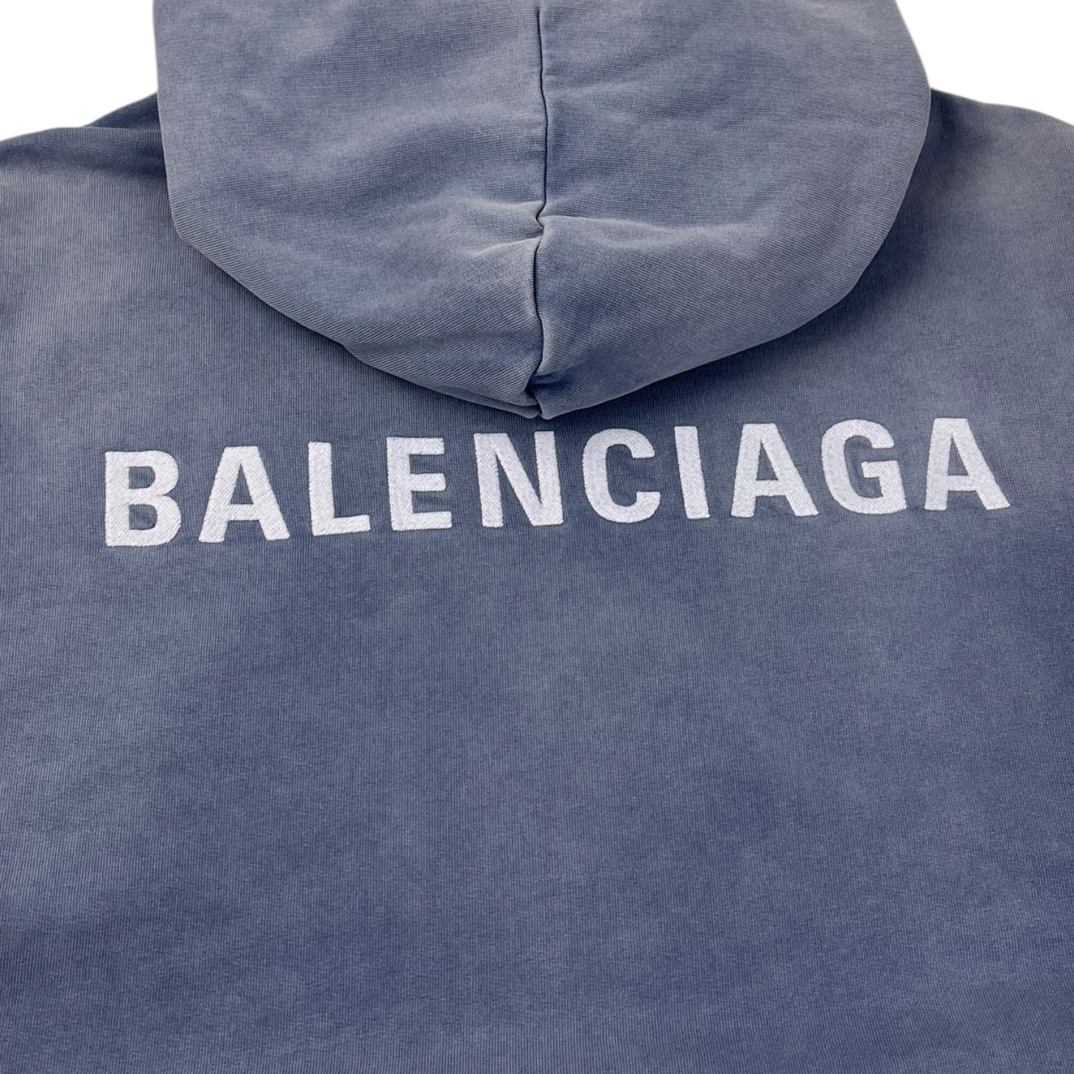 Balenciaga Embroidered Logo Faded Blue Hoodie