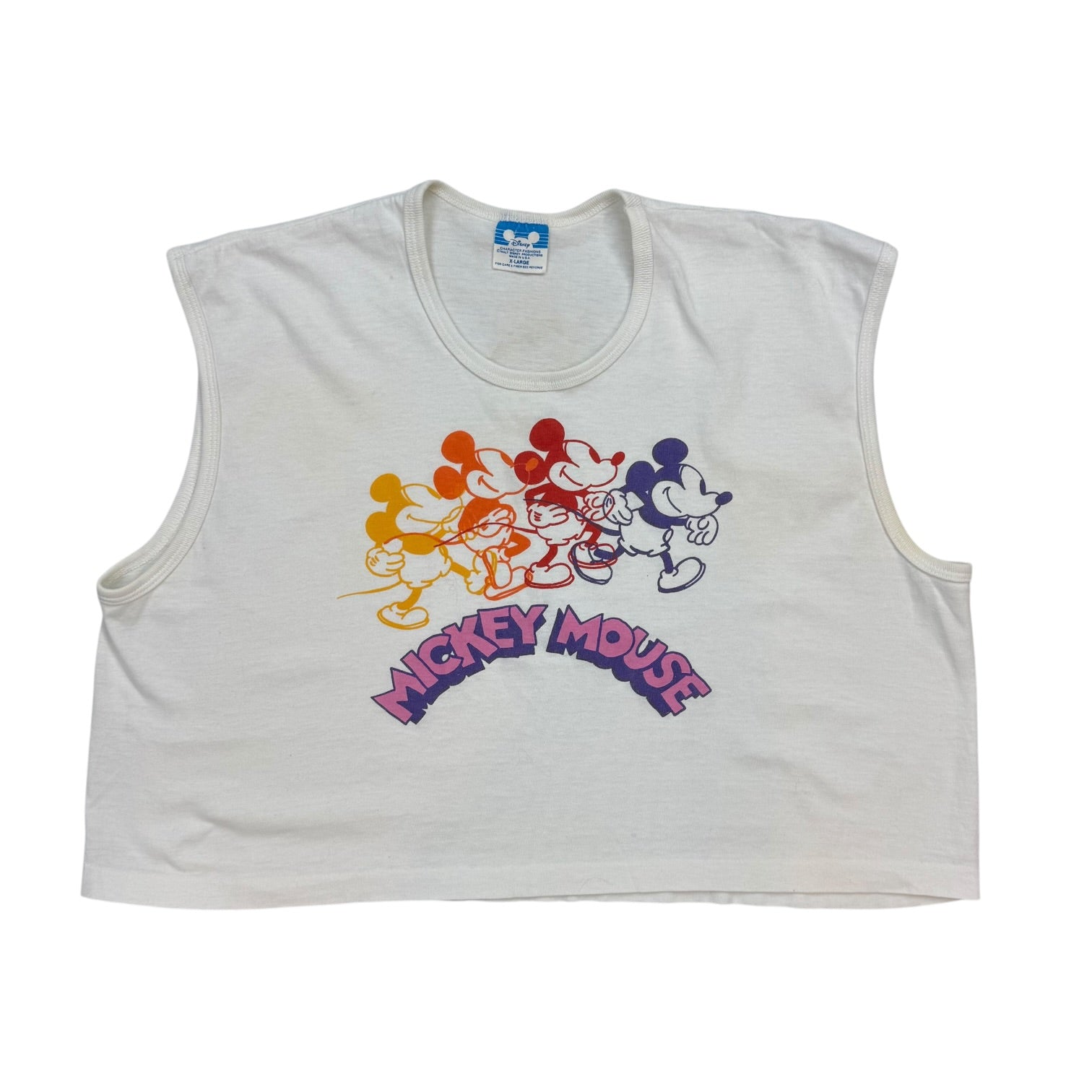 (W) Vintage Mickey Mouse Cropped Tank Top White