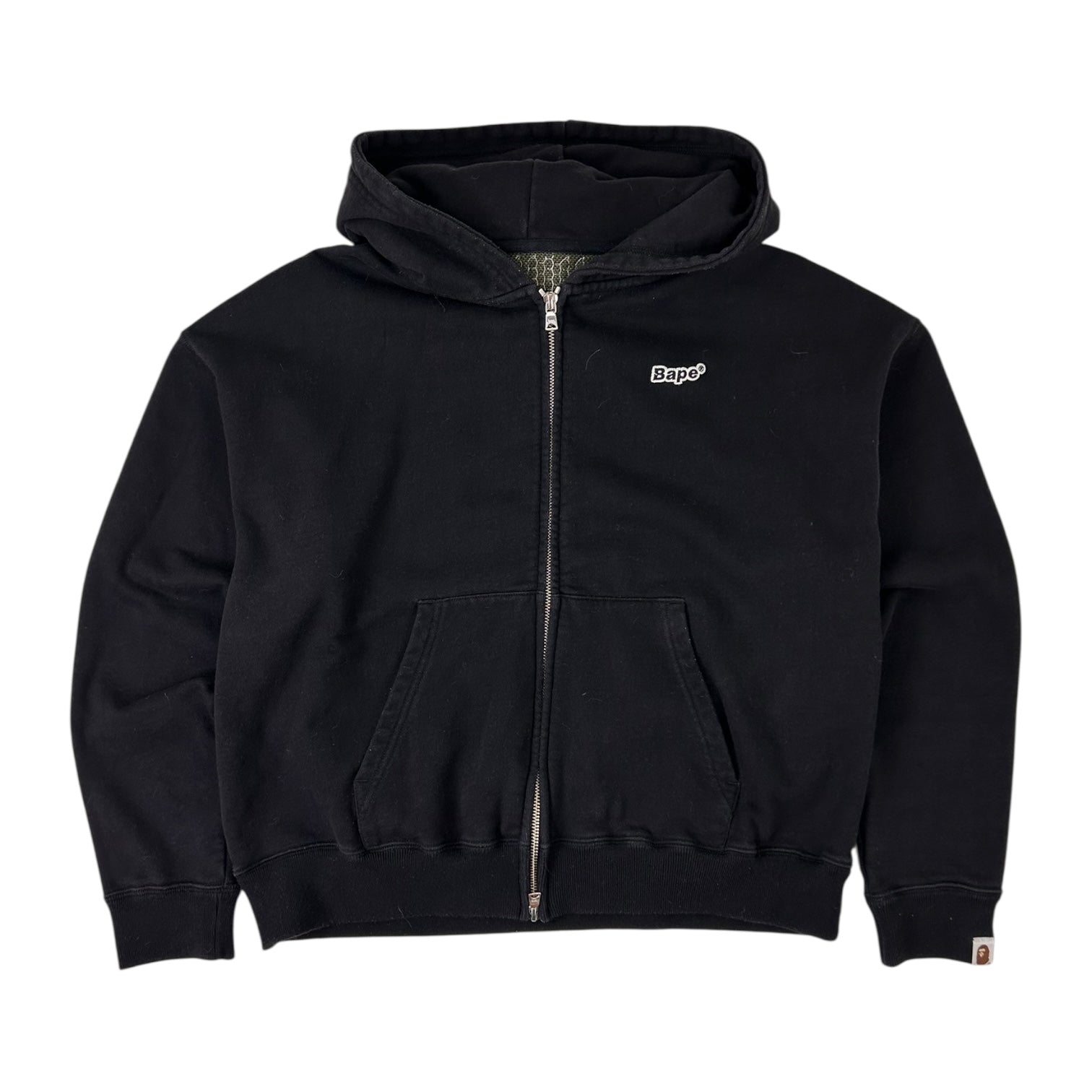 Bape Sequin Panel Zip-Up Hoodie Black
