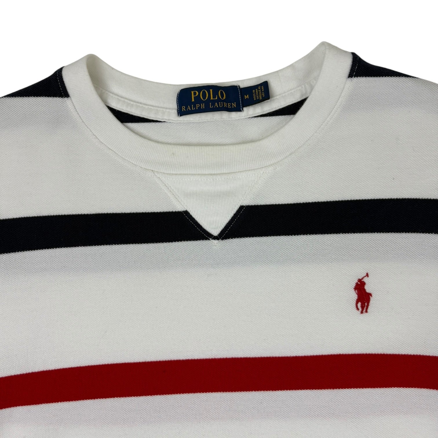 Ralph Lauren “Polo USA” Striped Crewneck White