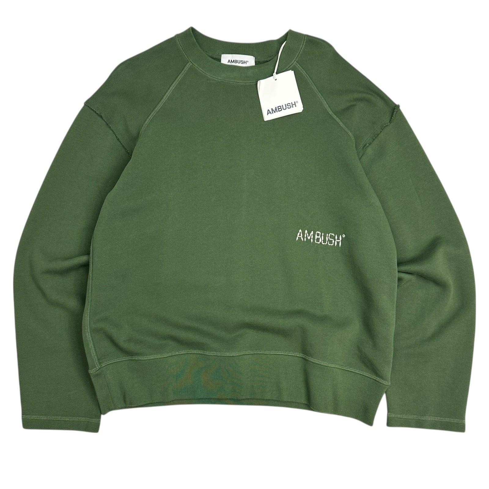 Ambush Green Raw Edge Sweatshirt Crewneck