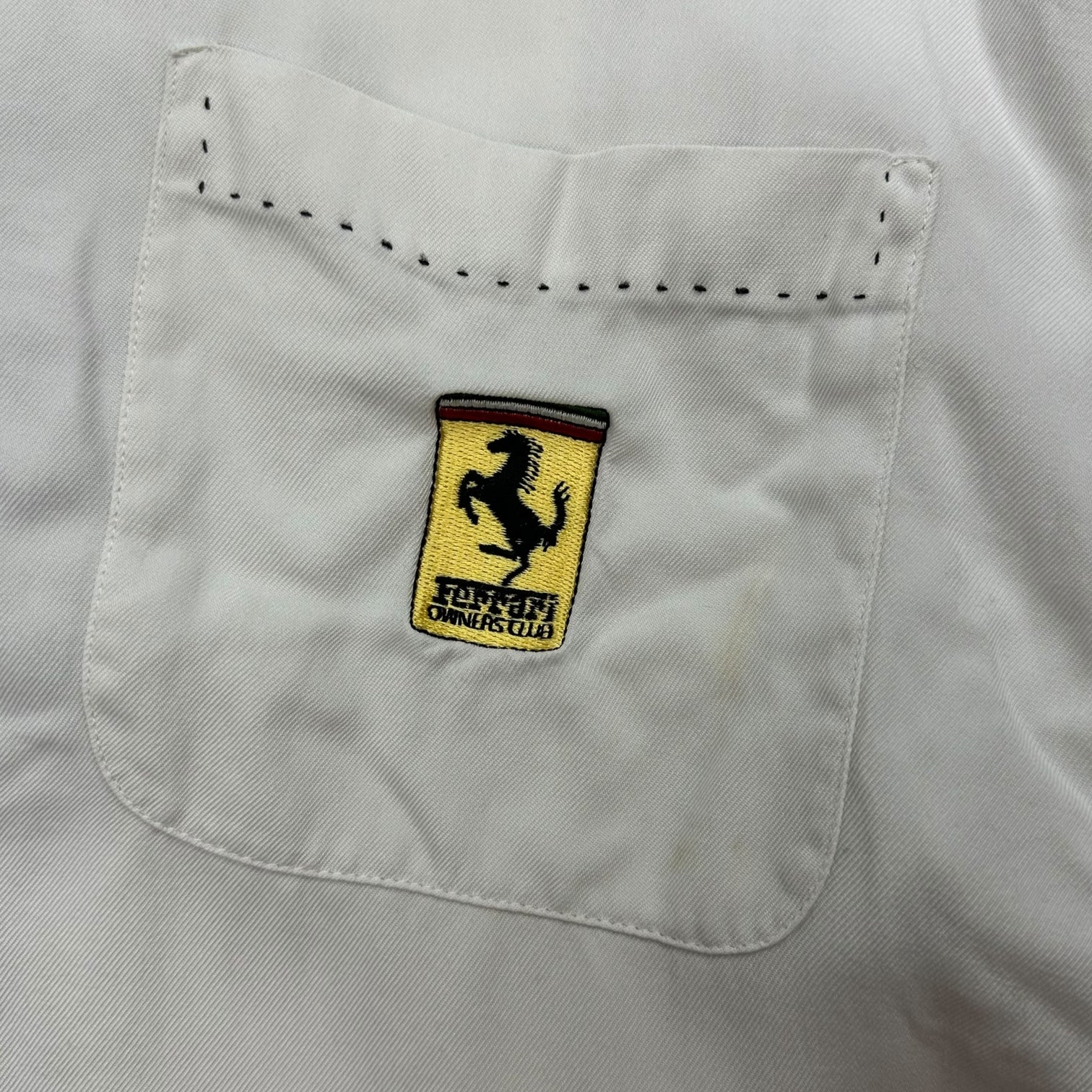 Vintage Ferrari Owners Club Silk Button Up White