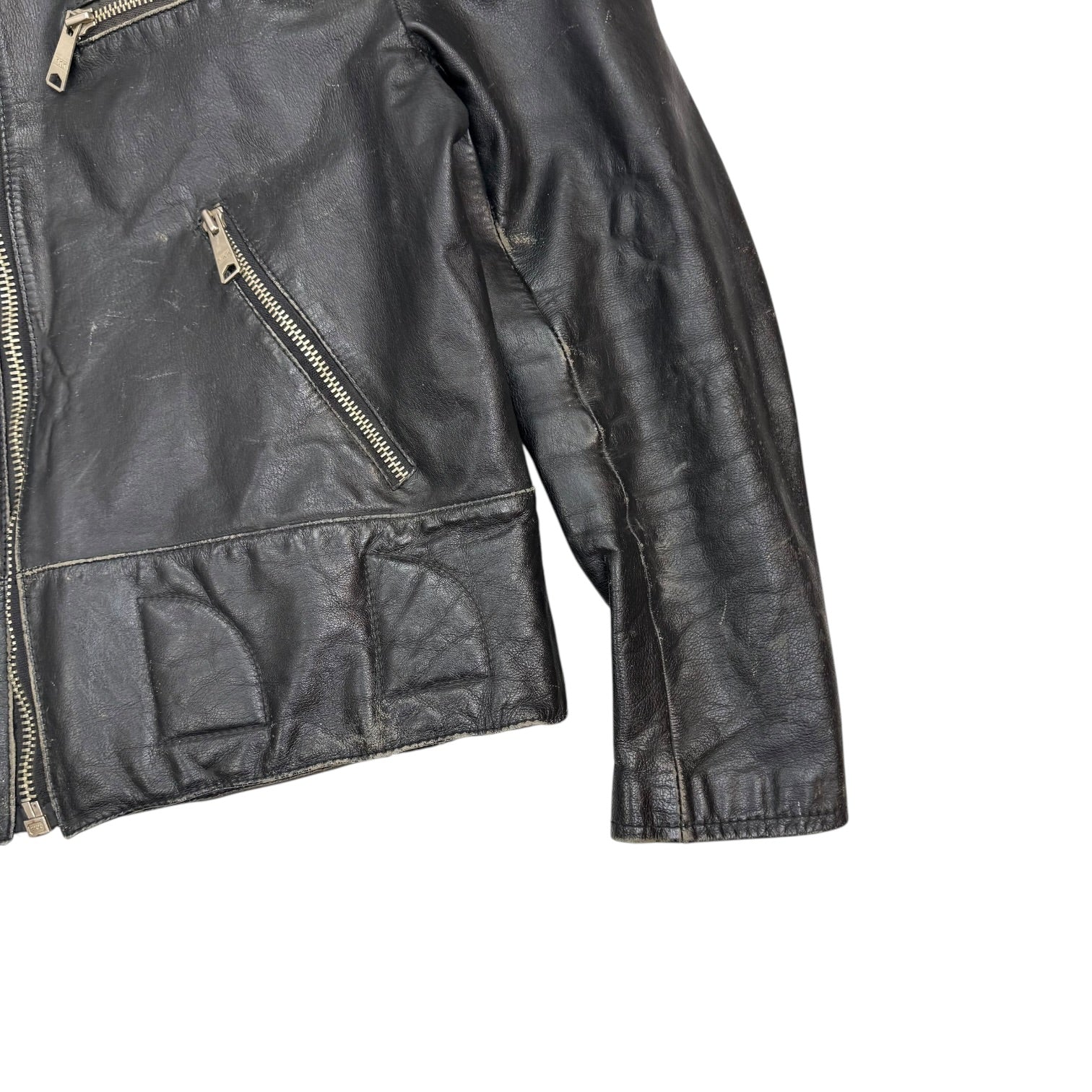Vintage Sears Leather Biker Jacket Black