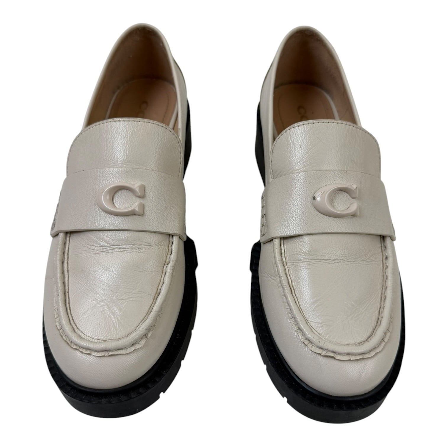 (W) Coach Leah Loafers Cream (Used)