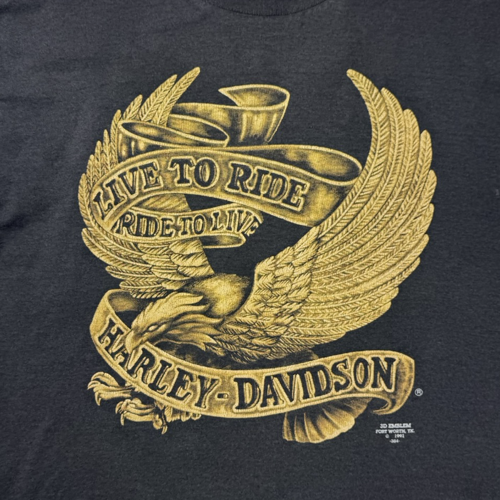 1991 Harley Davidson Montreal Skyline 3D Emblem T-Shirt