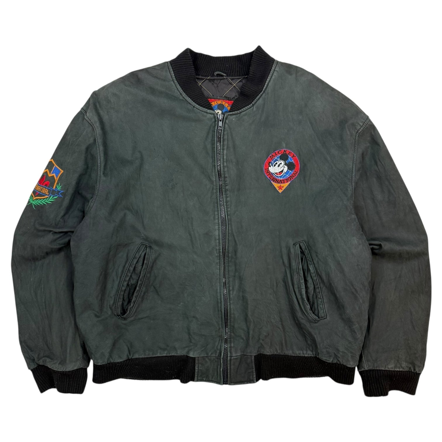 1990s Disney Mickey Mouse International Leather Jacket Black