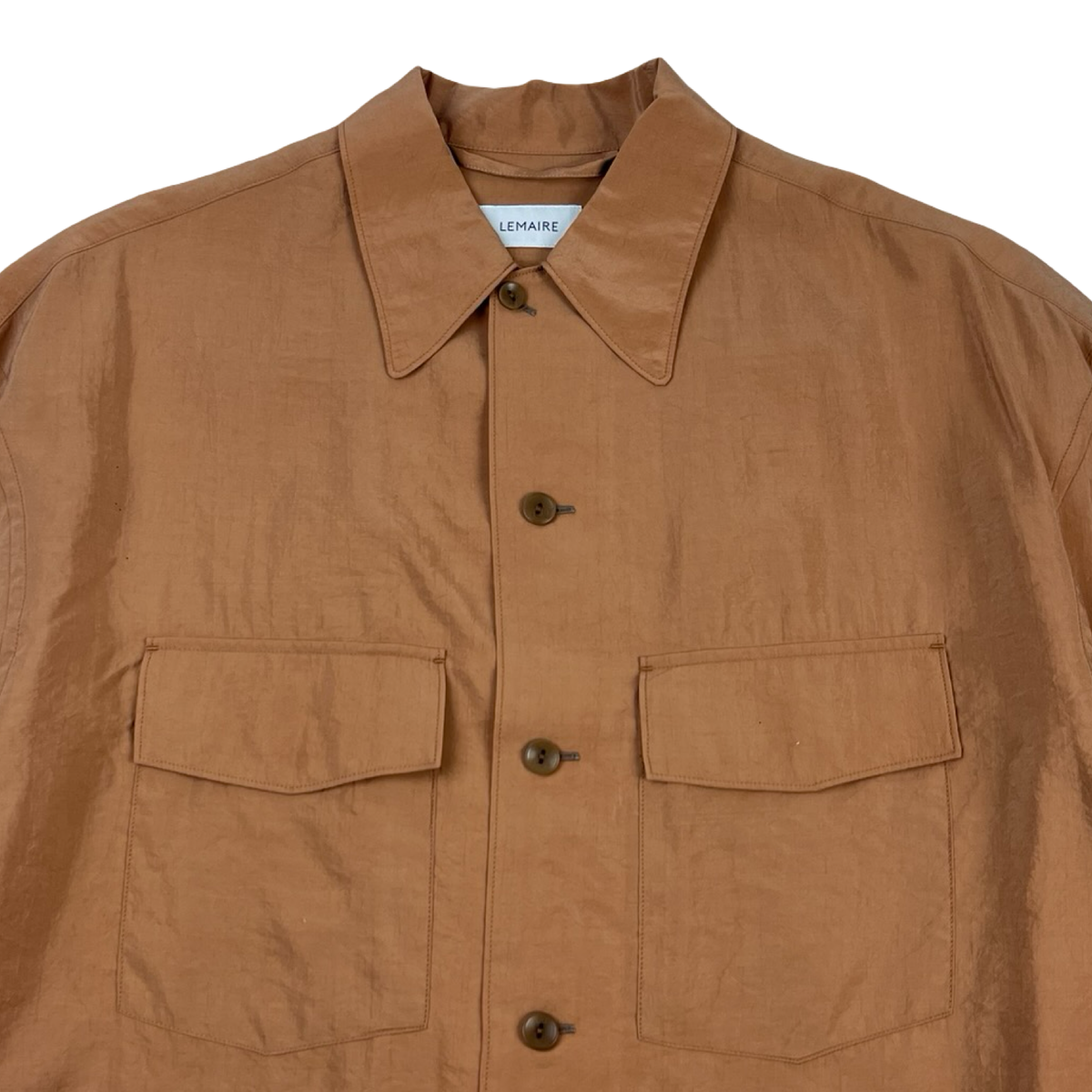 Lemaire Cotton Silk Button-Down Shirt Brown