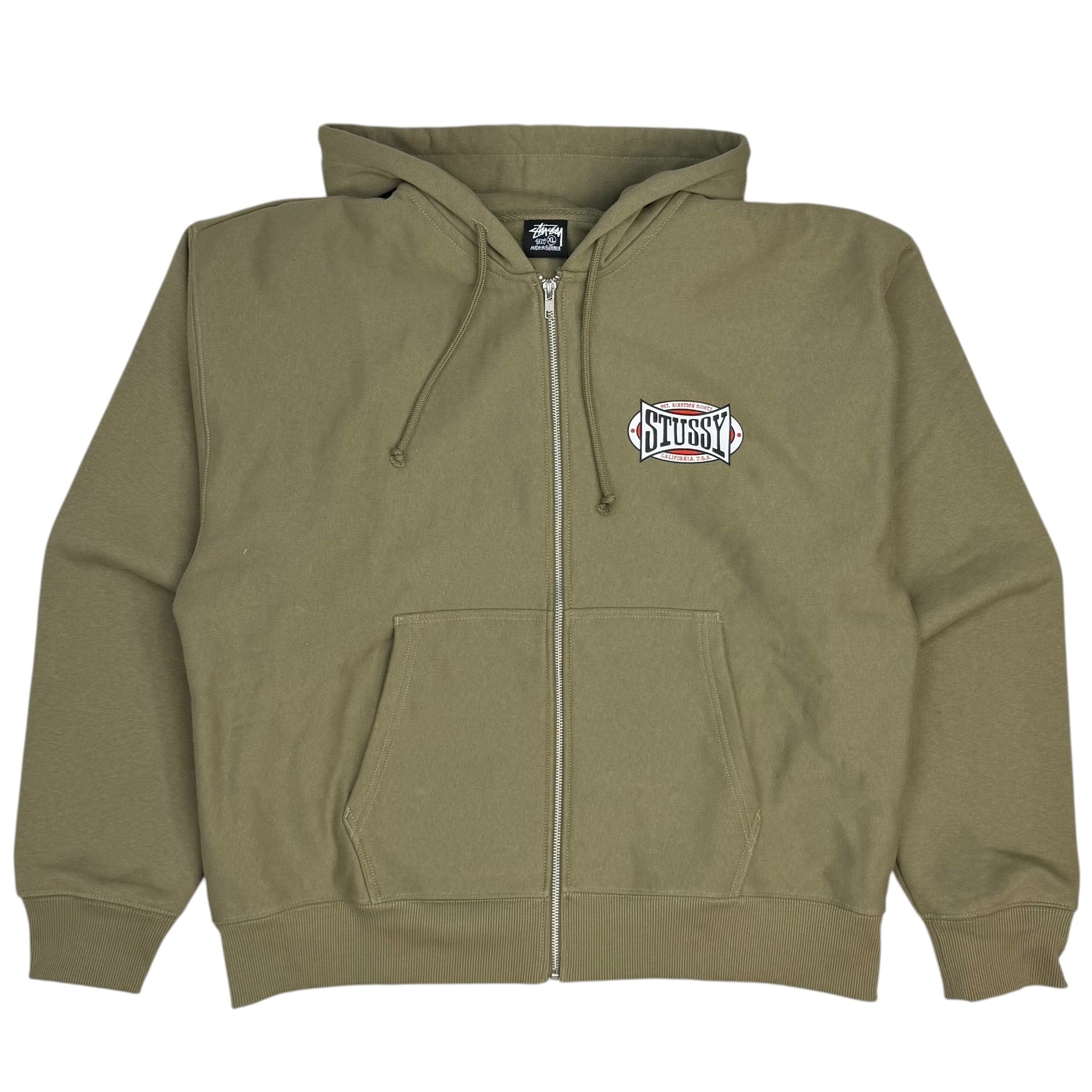 Stussy Champion Oval Zip Up Hoodie Army Green
