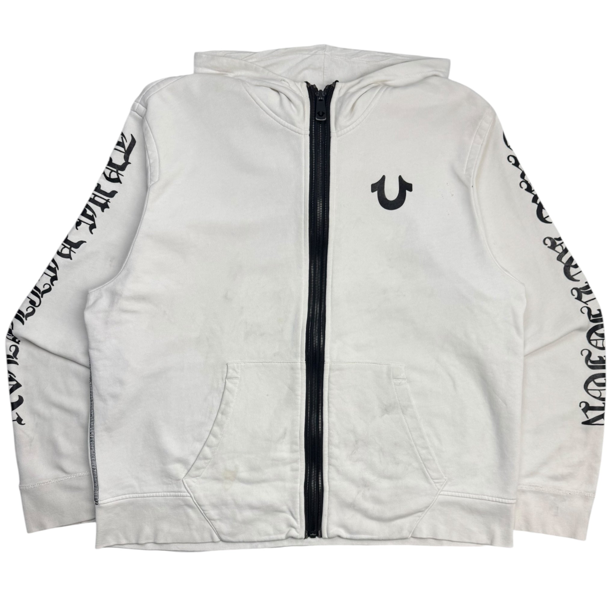 Y2K True Religion Gothic Spellout Zip Up Hoodie