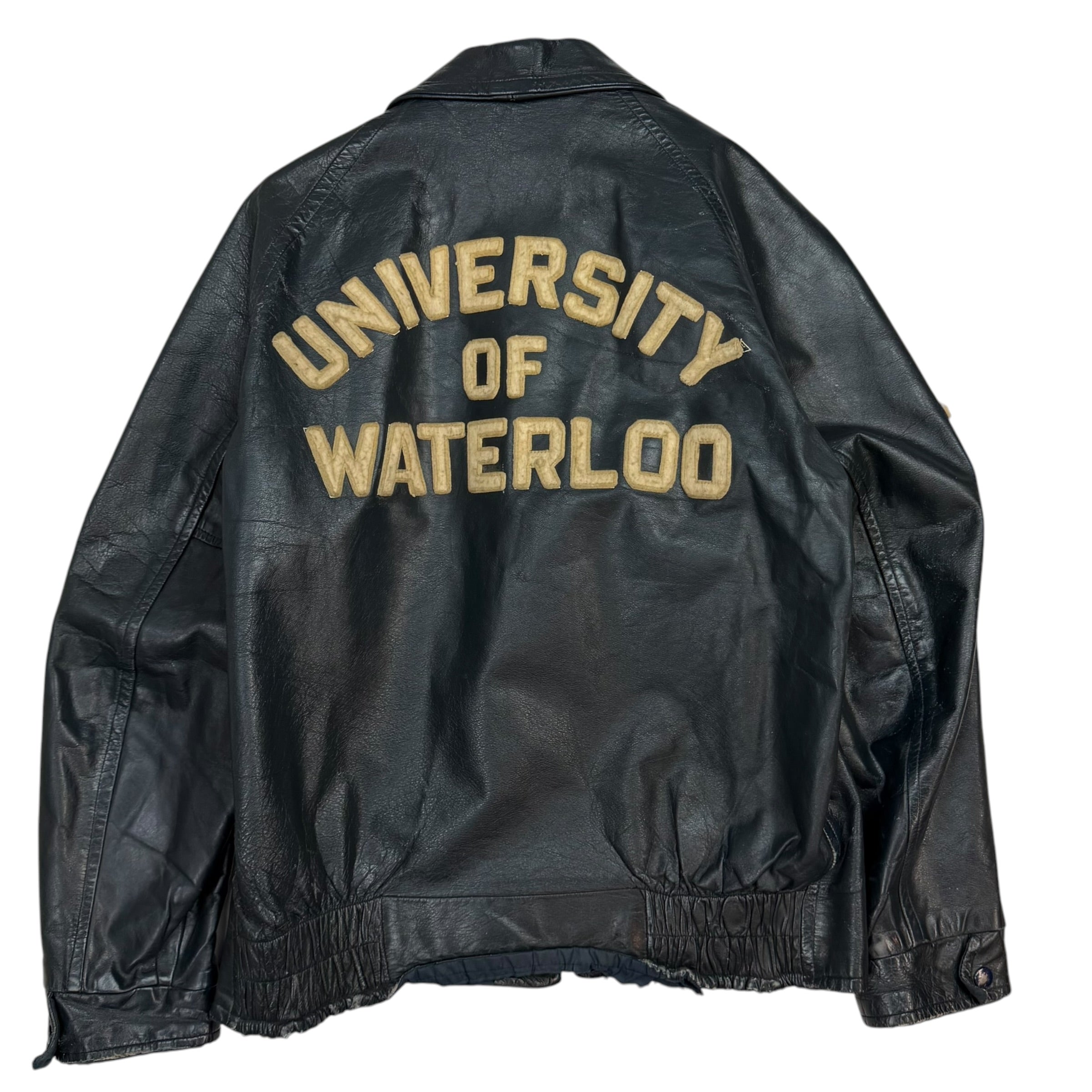 Vintage University of Waterloo Leather Jacket Black