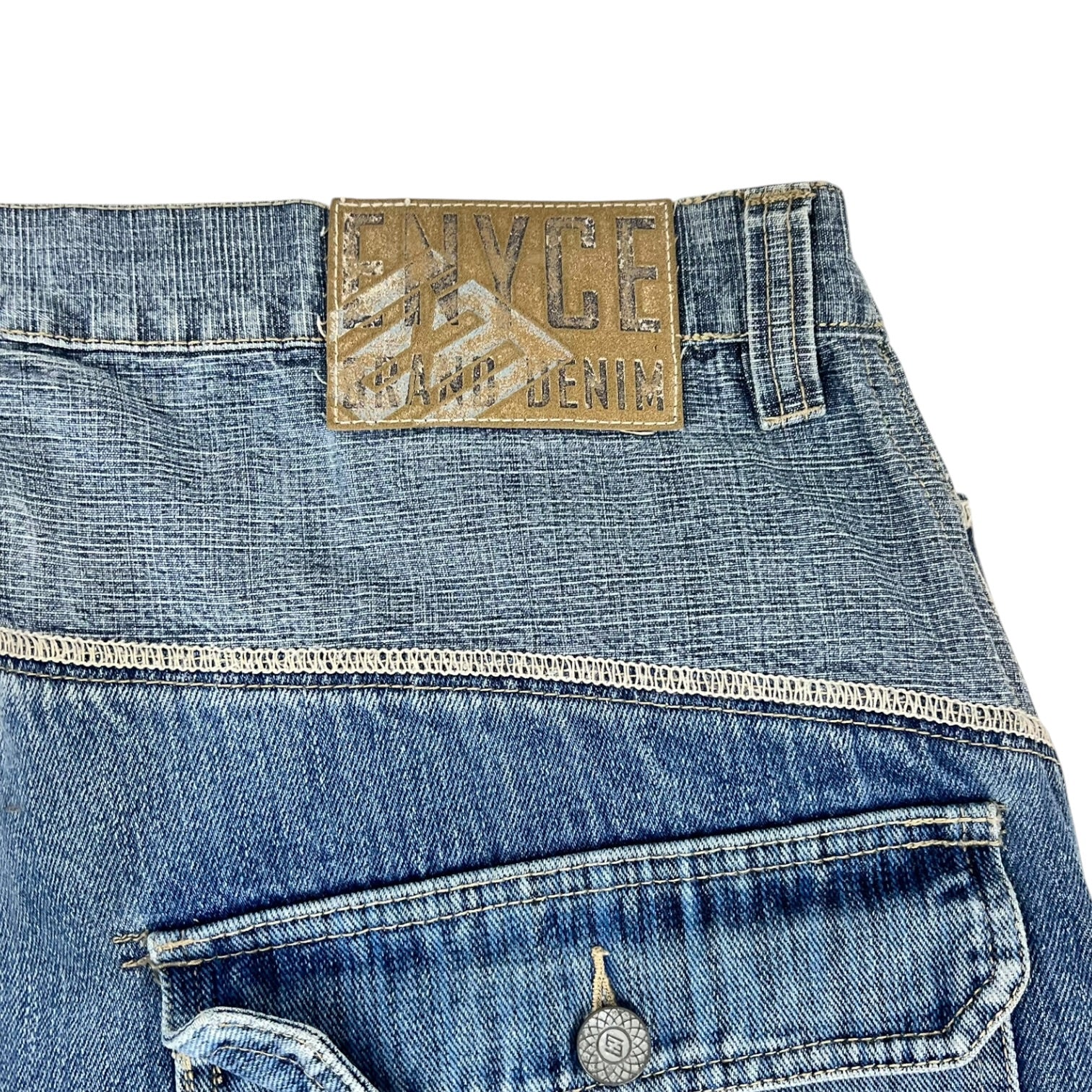Enyce Patchwork Carpenter Baggy Blue Denim Jeans