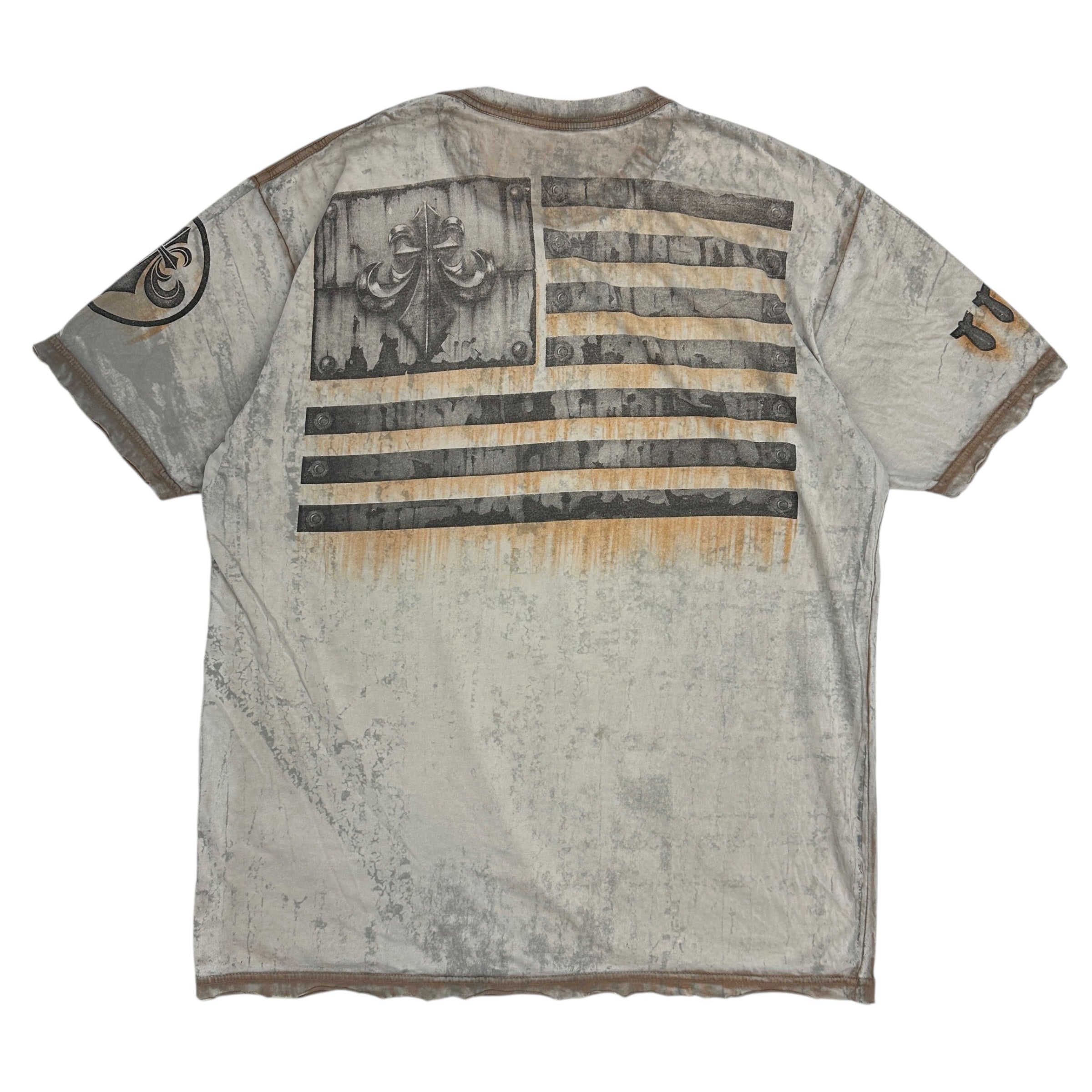 Vintage Y2K Affliction Flag Tee Taupe/Brown
