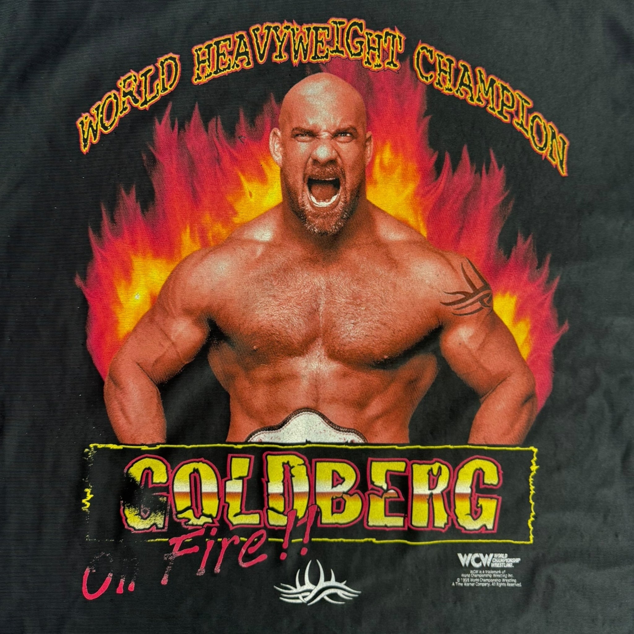 1998 Goldberg On Fire WCW Jersey T-Shirt