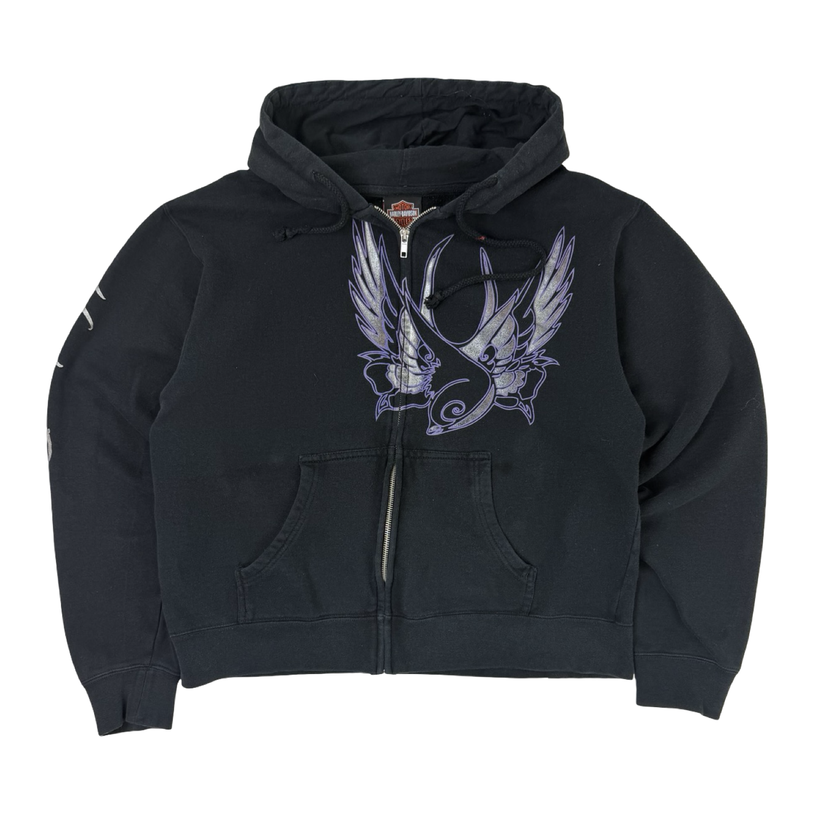 (W) Vintage Harley-Davidson Wing Zip Hoodie Black