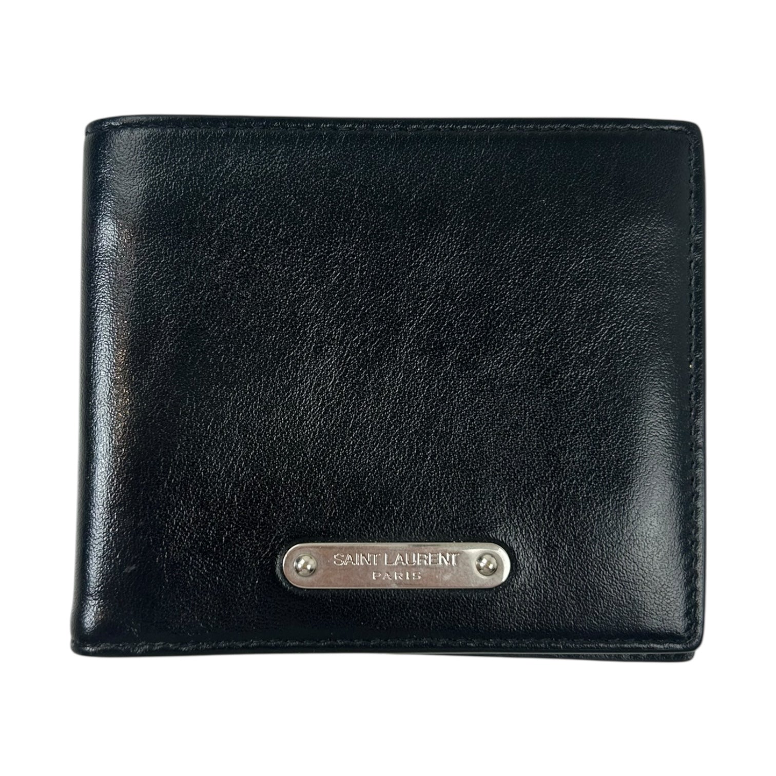 Saint Laurent Cassandre Bi-Fold Leather Wallet Black