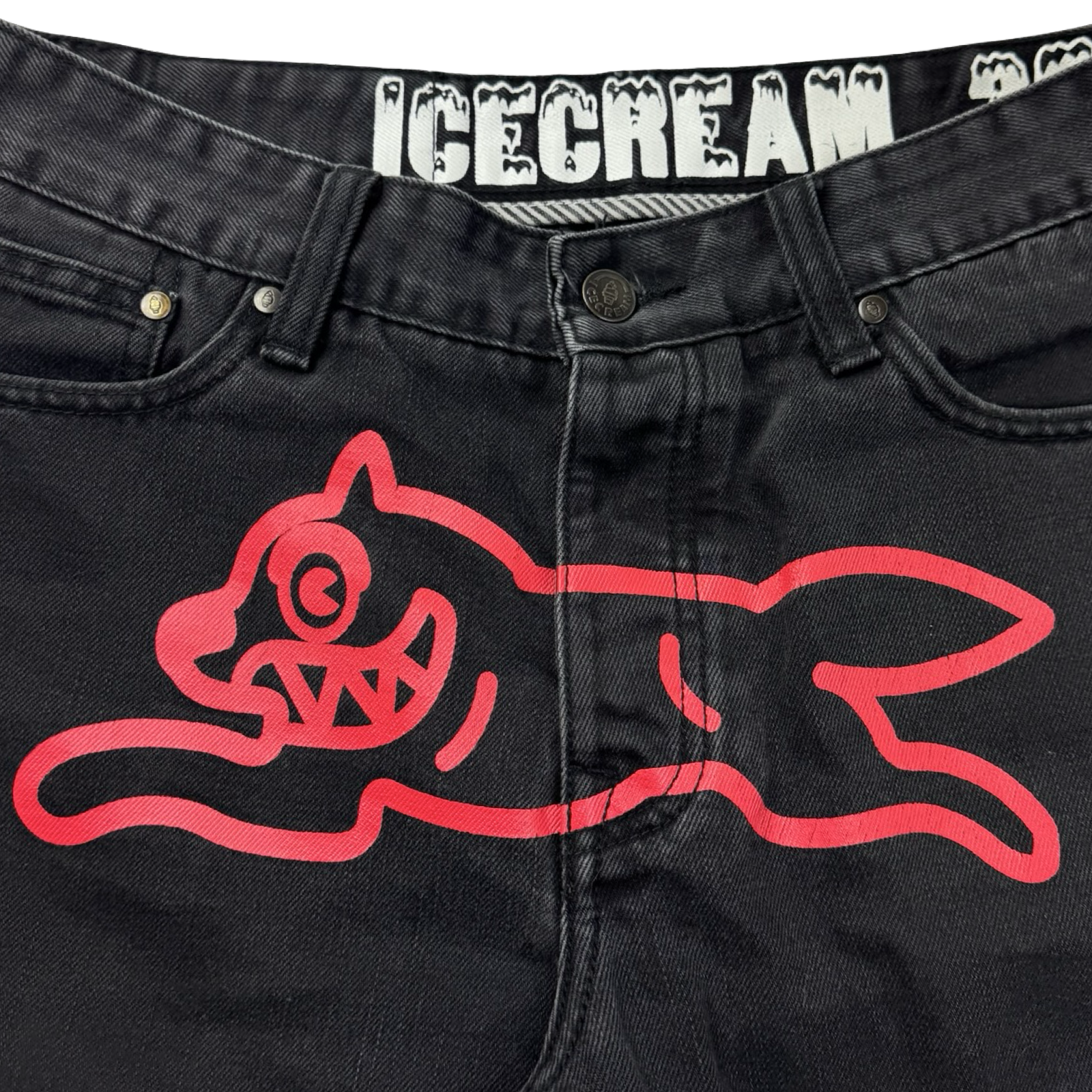 Ice Cream Running Dog Denim Shorts