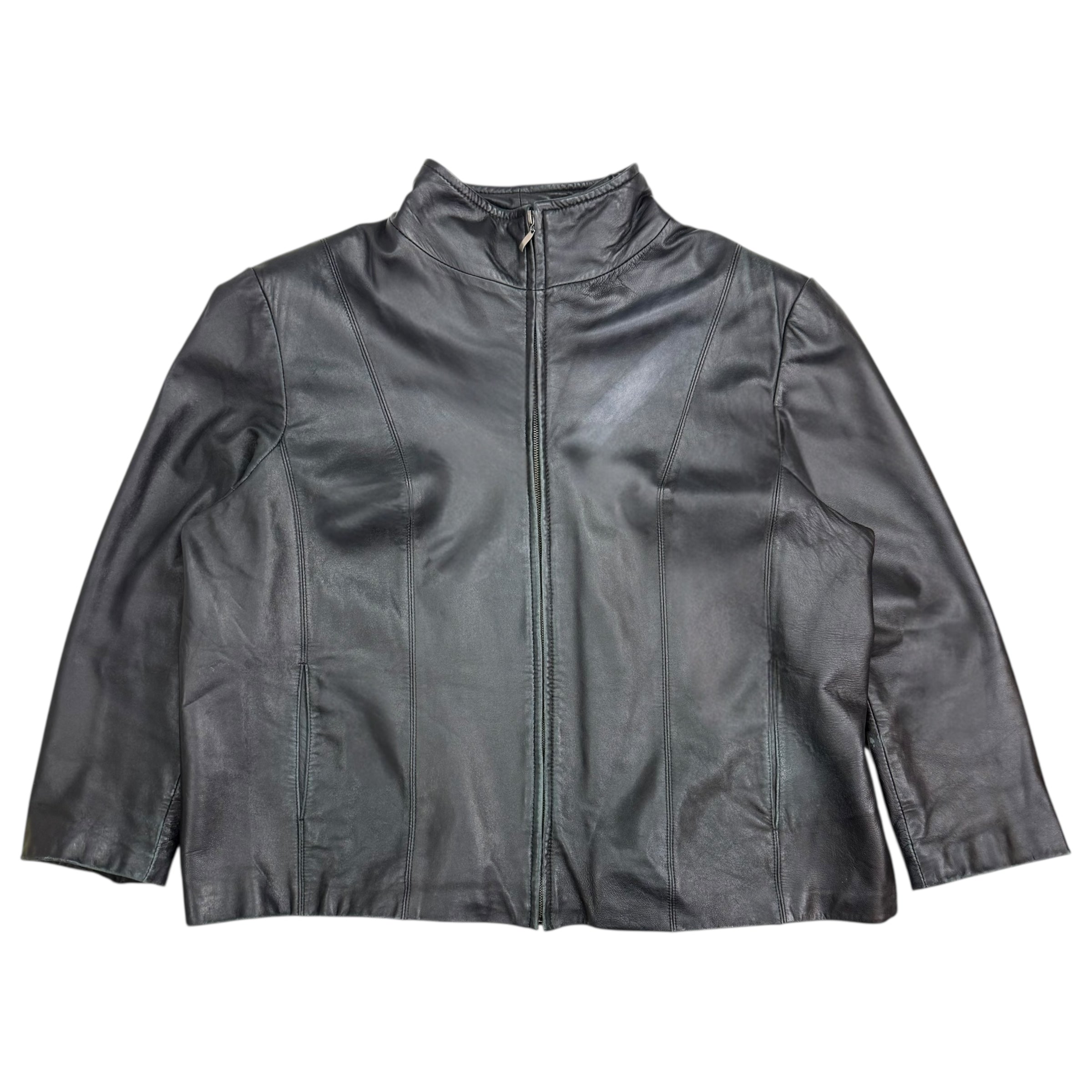 Vintage Leather Biker Jacket Black