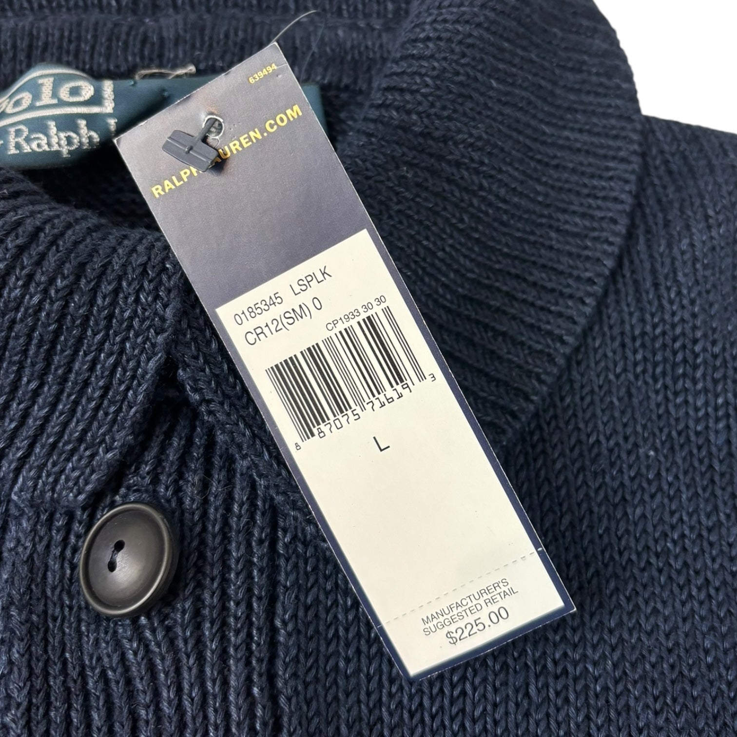 Vintage Polo Ralph Lauren Button-Up Knit Sweater Navy