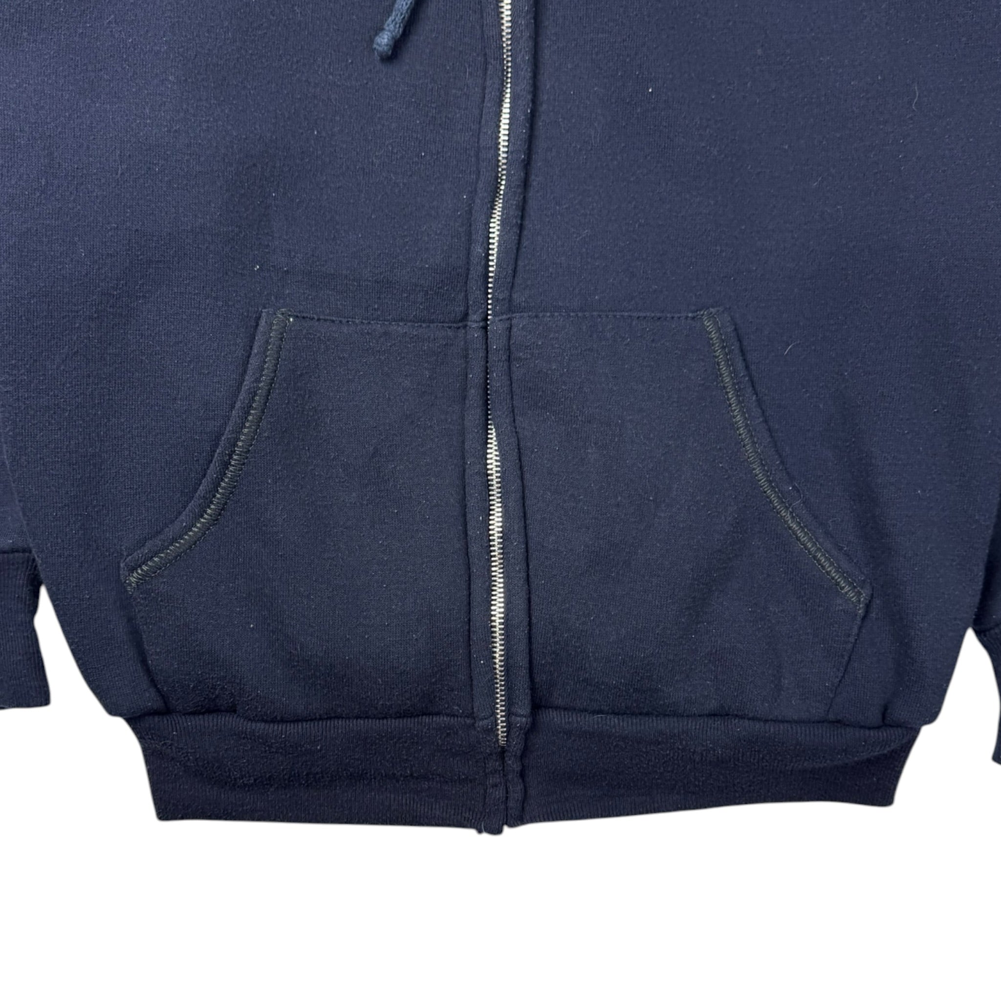 Vintage 80s Waffle Lined Zip Up Hoodie Navy