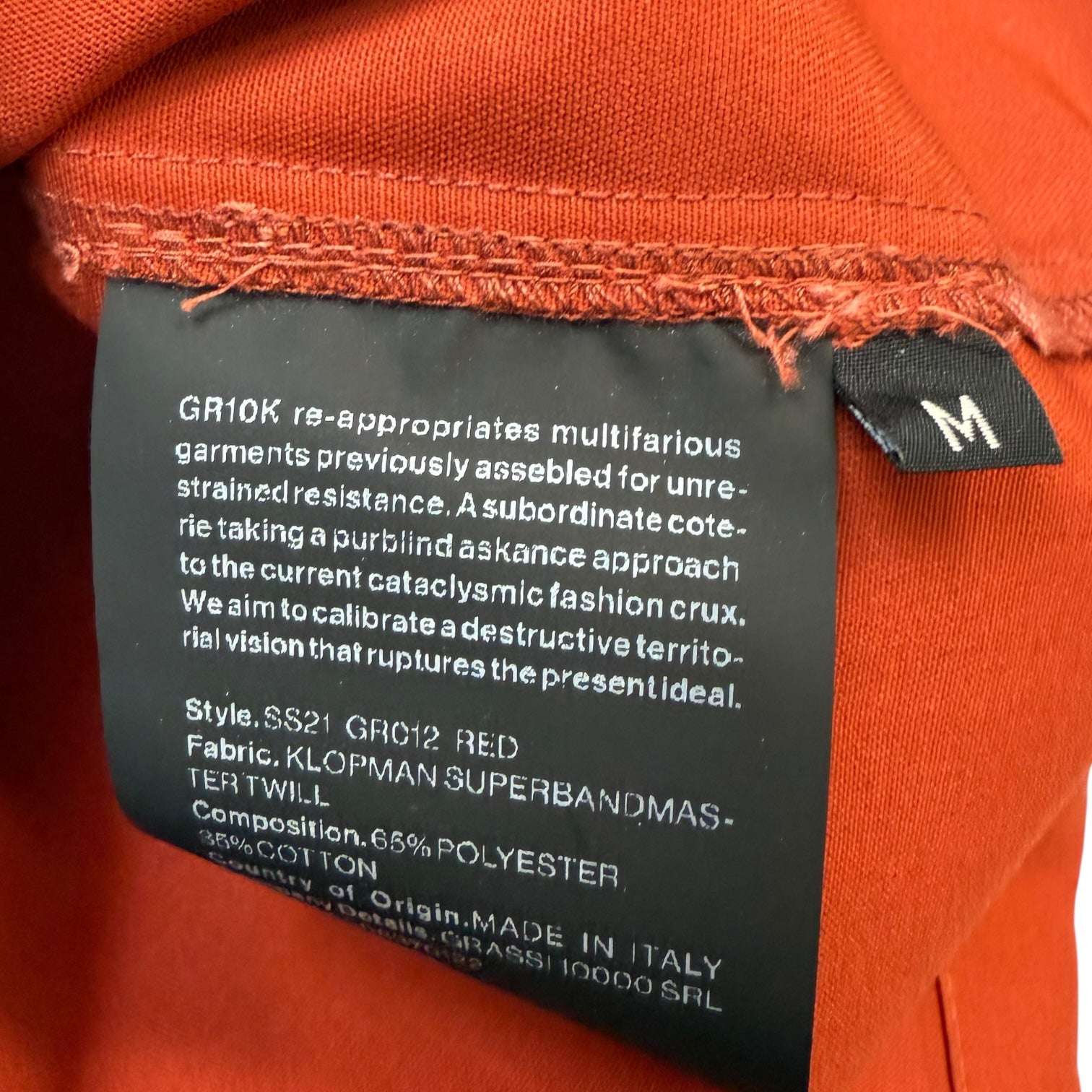 GR10K Sectary Extvest Tee Rusty Red