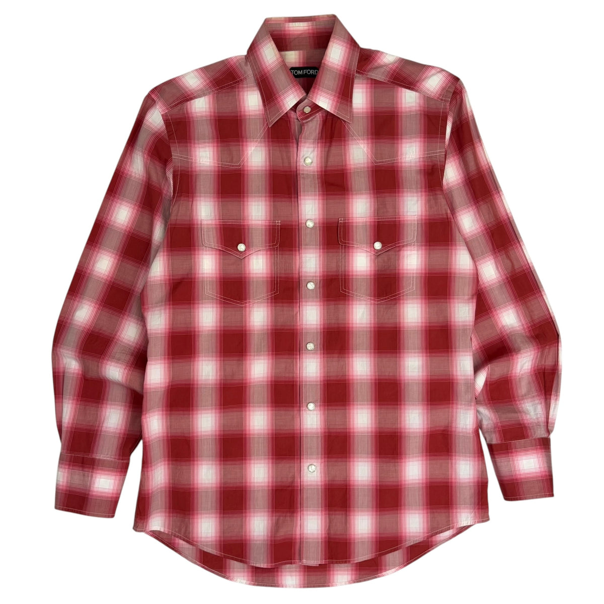 Tom Ford Western Plaid Snap Button Flannel Red