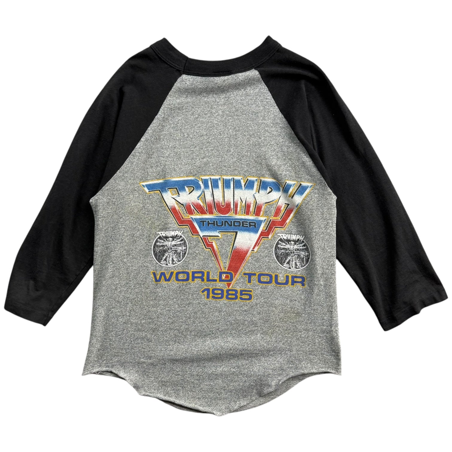 1985 Triumph Thunder World Tour Raglan Tee Black/Grey