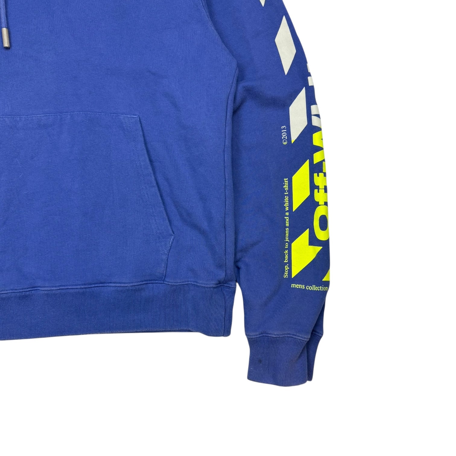 Off-White Diagonal Split Logo Hoodie Blue