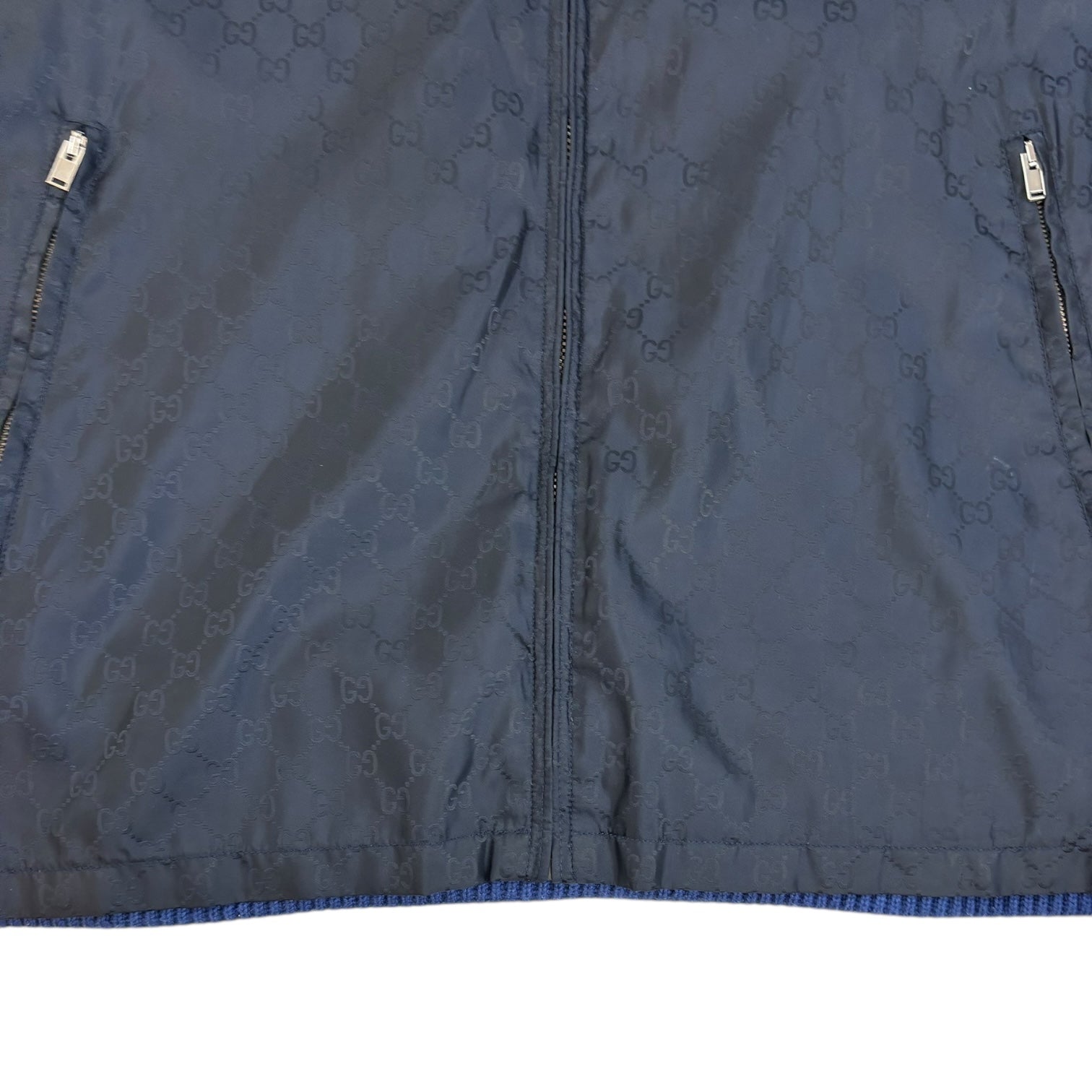 Gucci GG Jaquard Nylon Windbreaker Jacket Navy