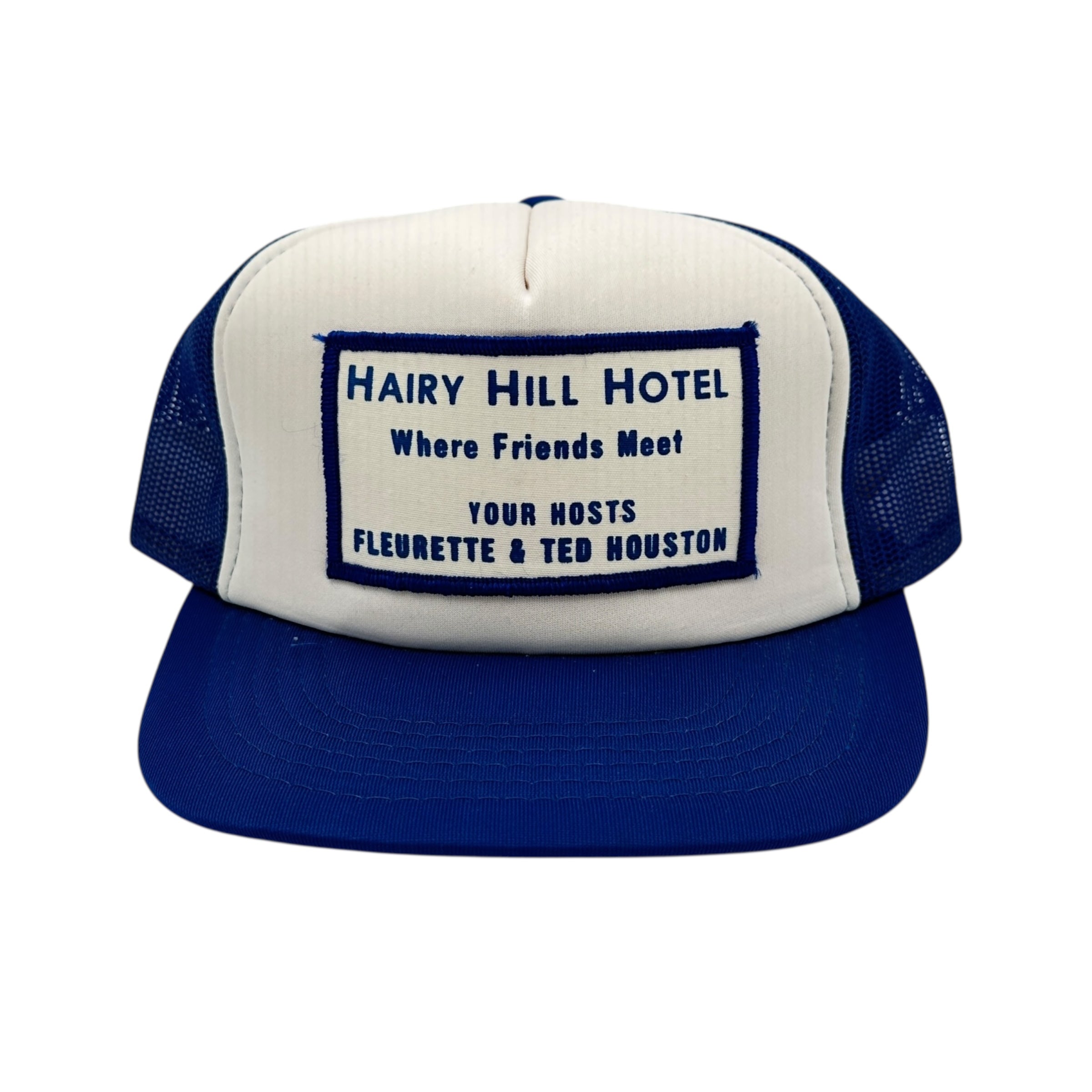Vintage Harry Hill Hotel Trucker Hat White/Blue