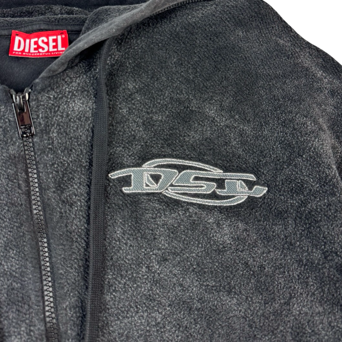 Diesel S-Ors Cotton Fleece Marble Wash Relaxed Fit Full Hoodie