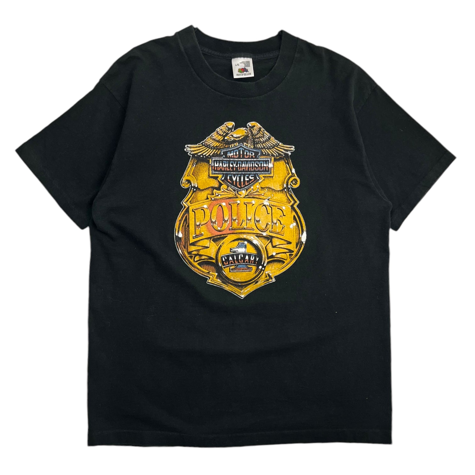 Vintage Calgary Harley Davidson Police Badge T-Shirt