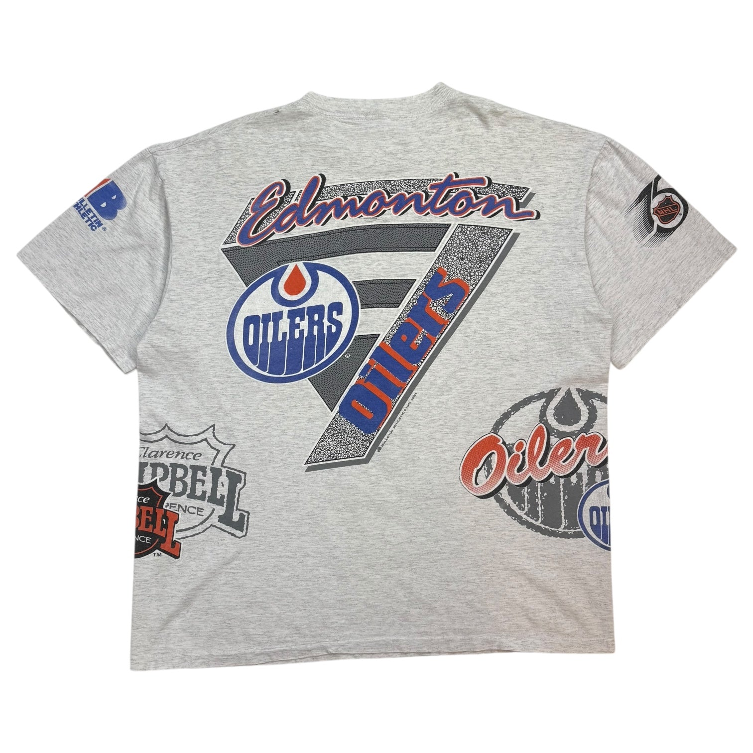 1991 Bulletin Athletics Edmonton Oilers Tee Grey
