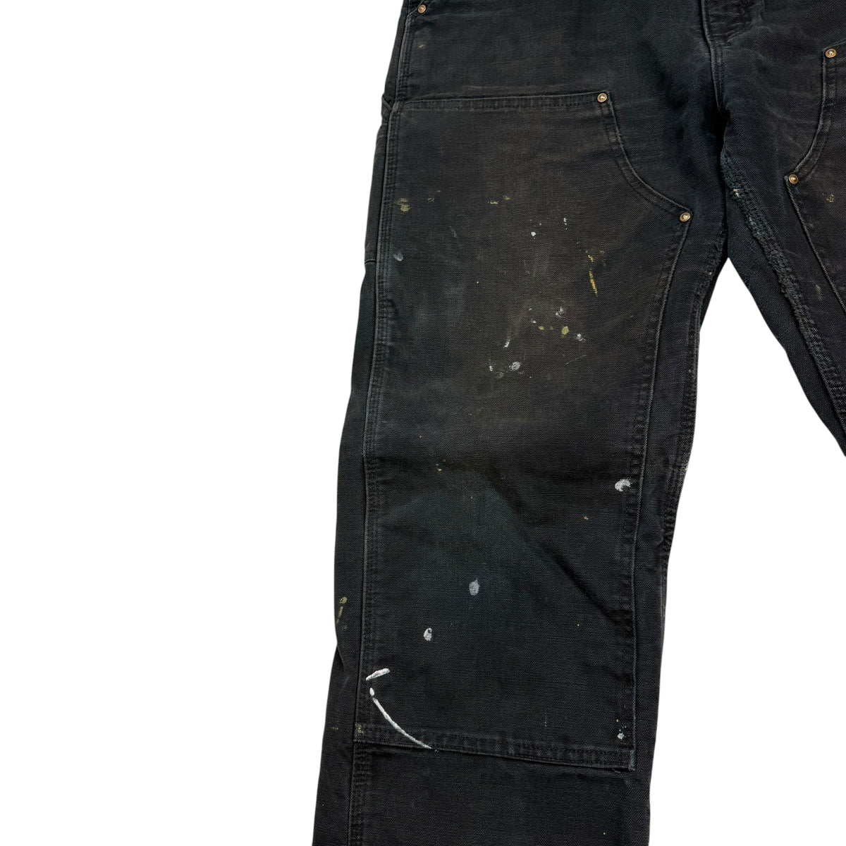 Vintage Carhartt Double Knee Blanket Lined Paint Splattered Pants Black