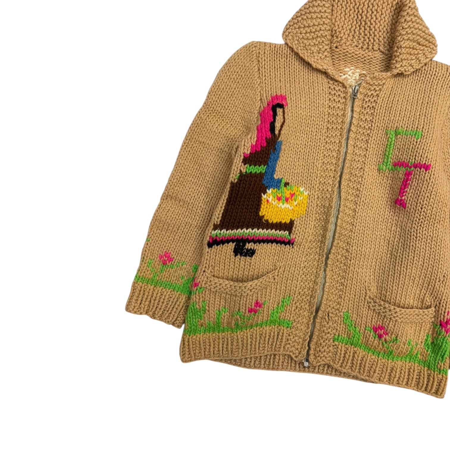 Vintage Cowichan Knit Sweater Tan