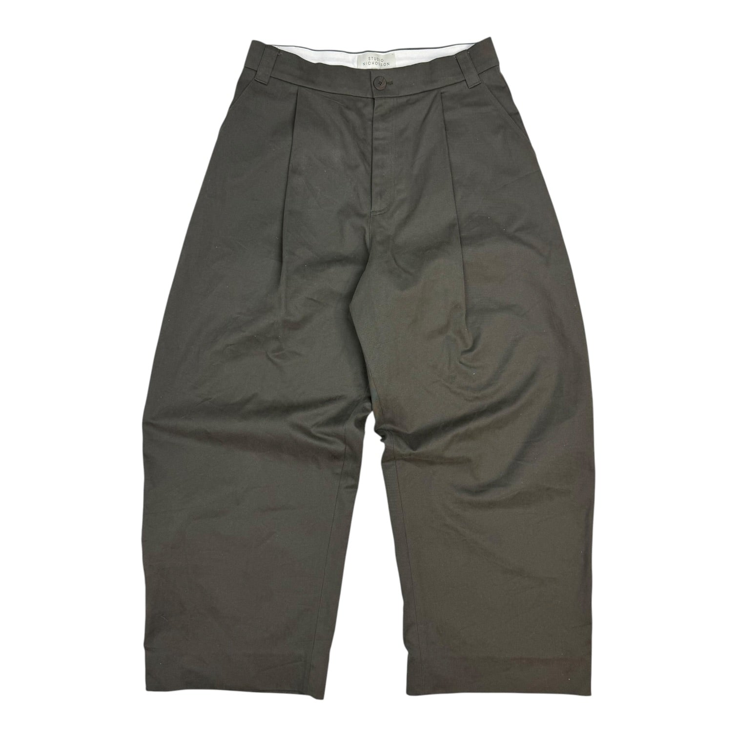 Studio Nicholson Sorte Volume Pleat Pants Dark Khaki