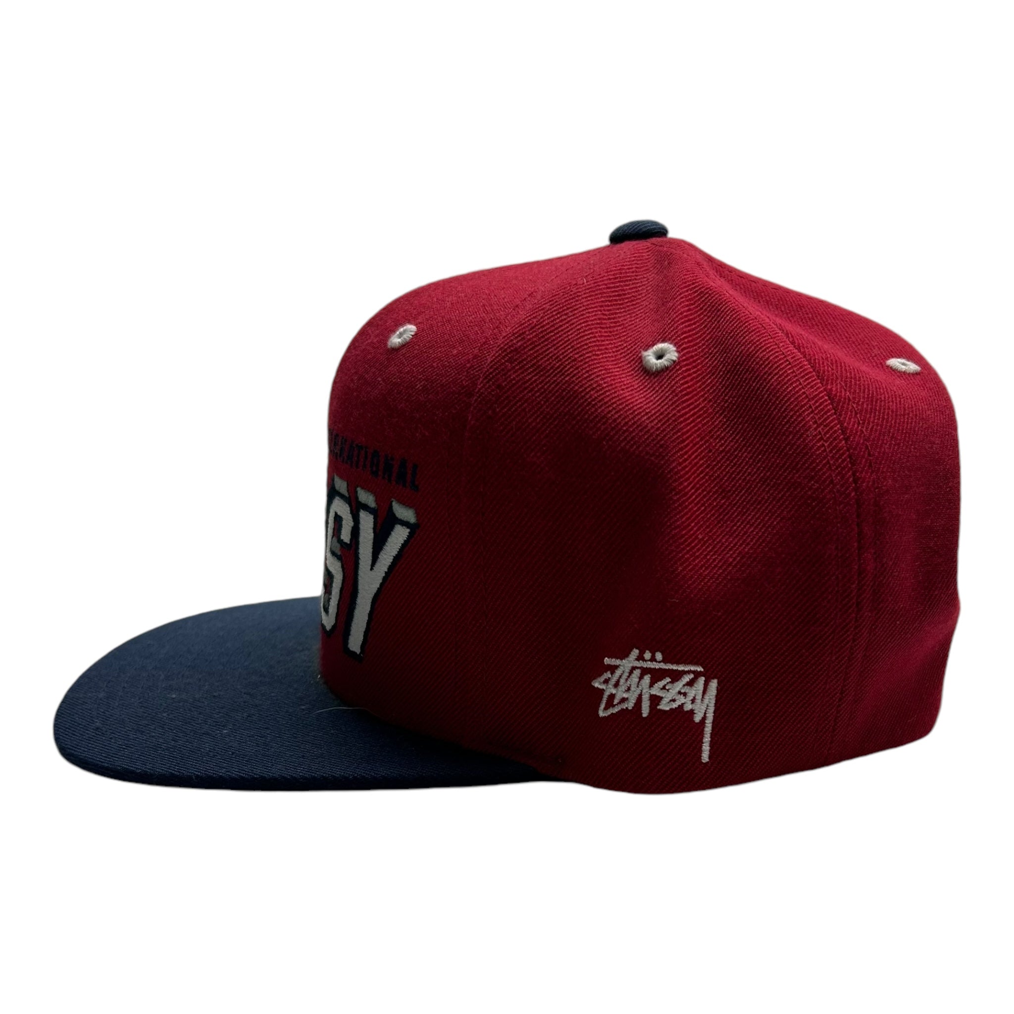 Stussy Shadow Font SnapBack Hat Red/Navy