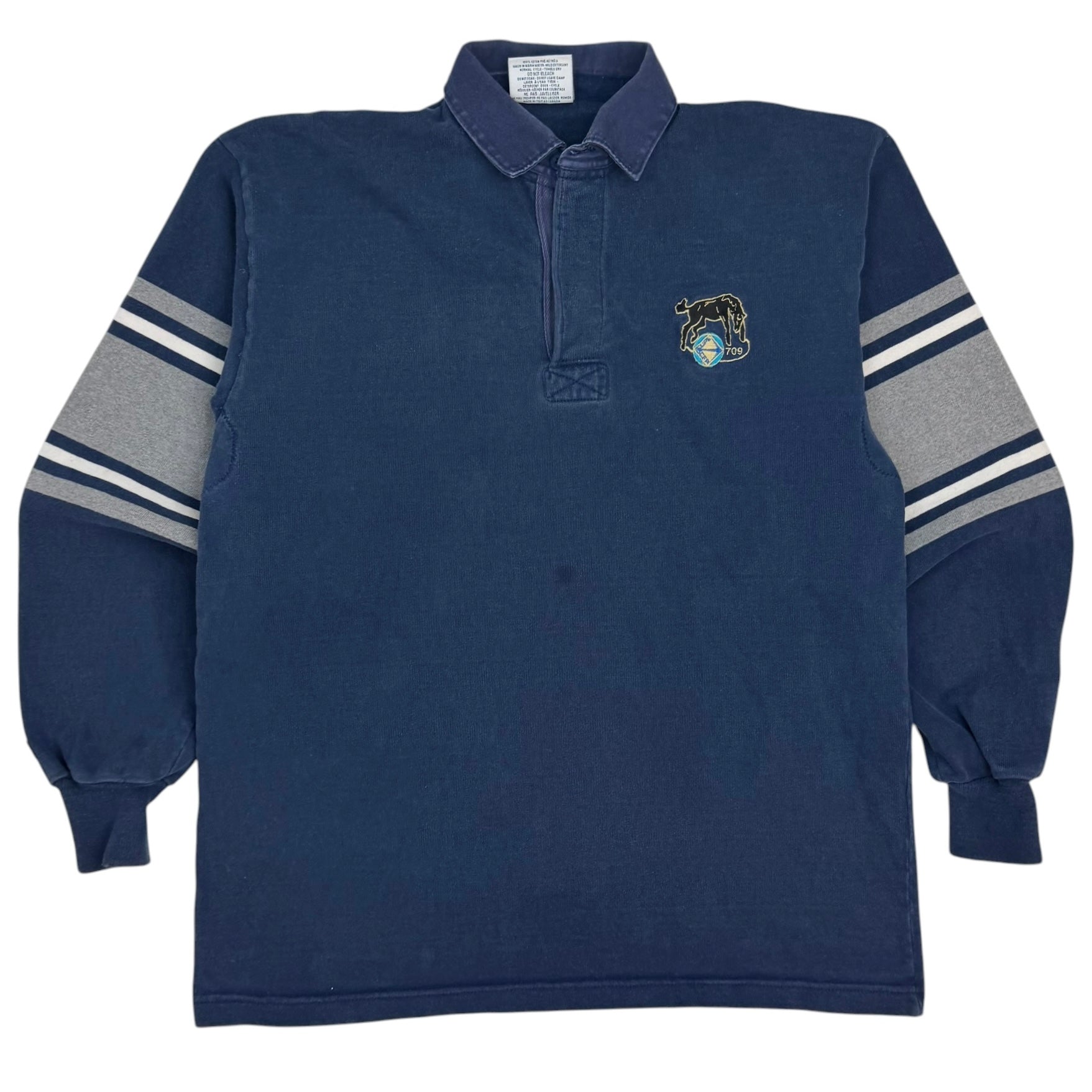 Vintage Barbarian Rubgy Wear Longsleeve Polo Navy