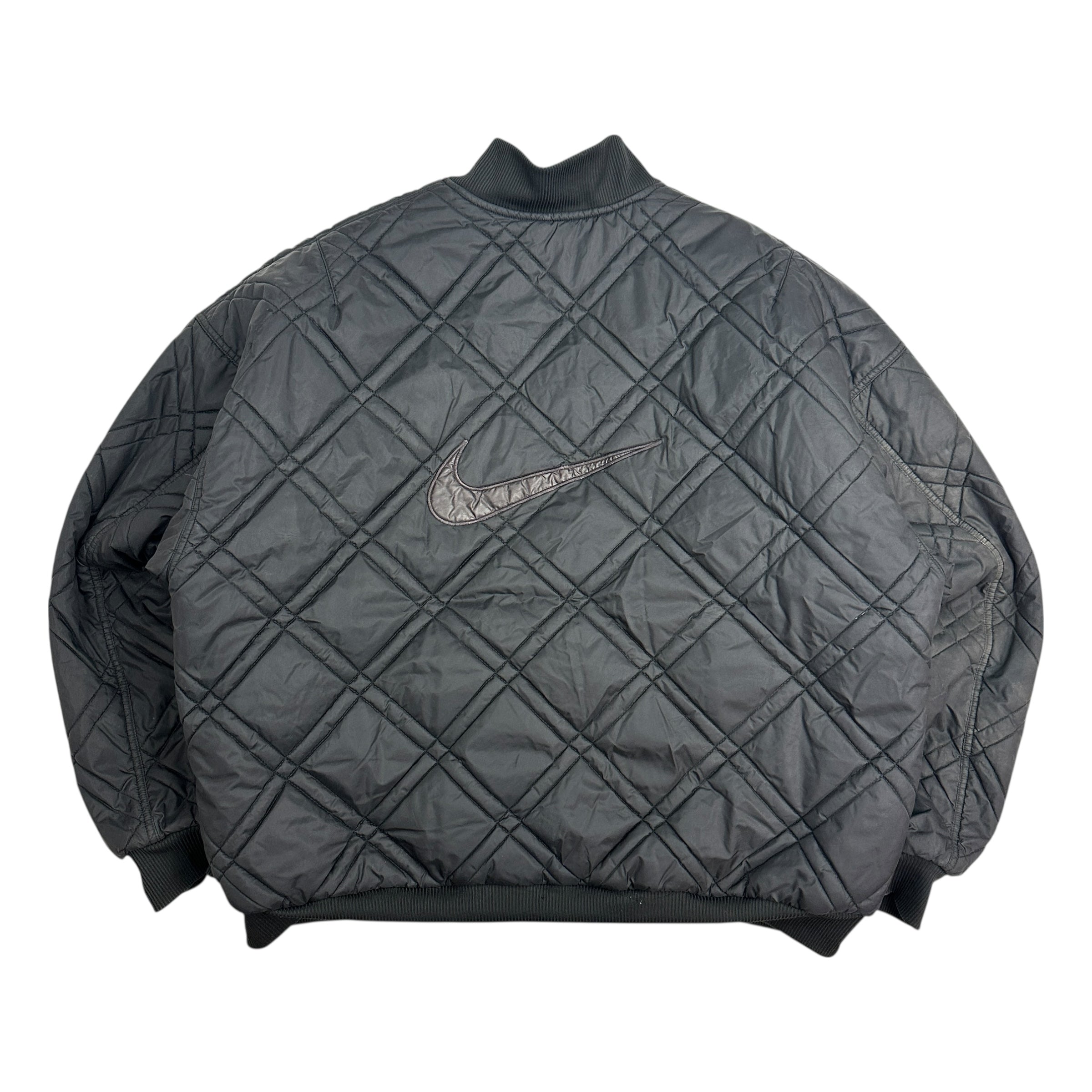 Vintage Nike Reversible Quilted Bomber Jacket Black