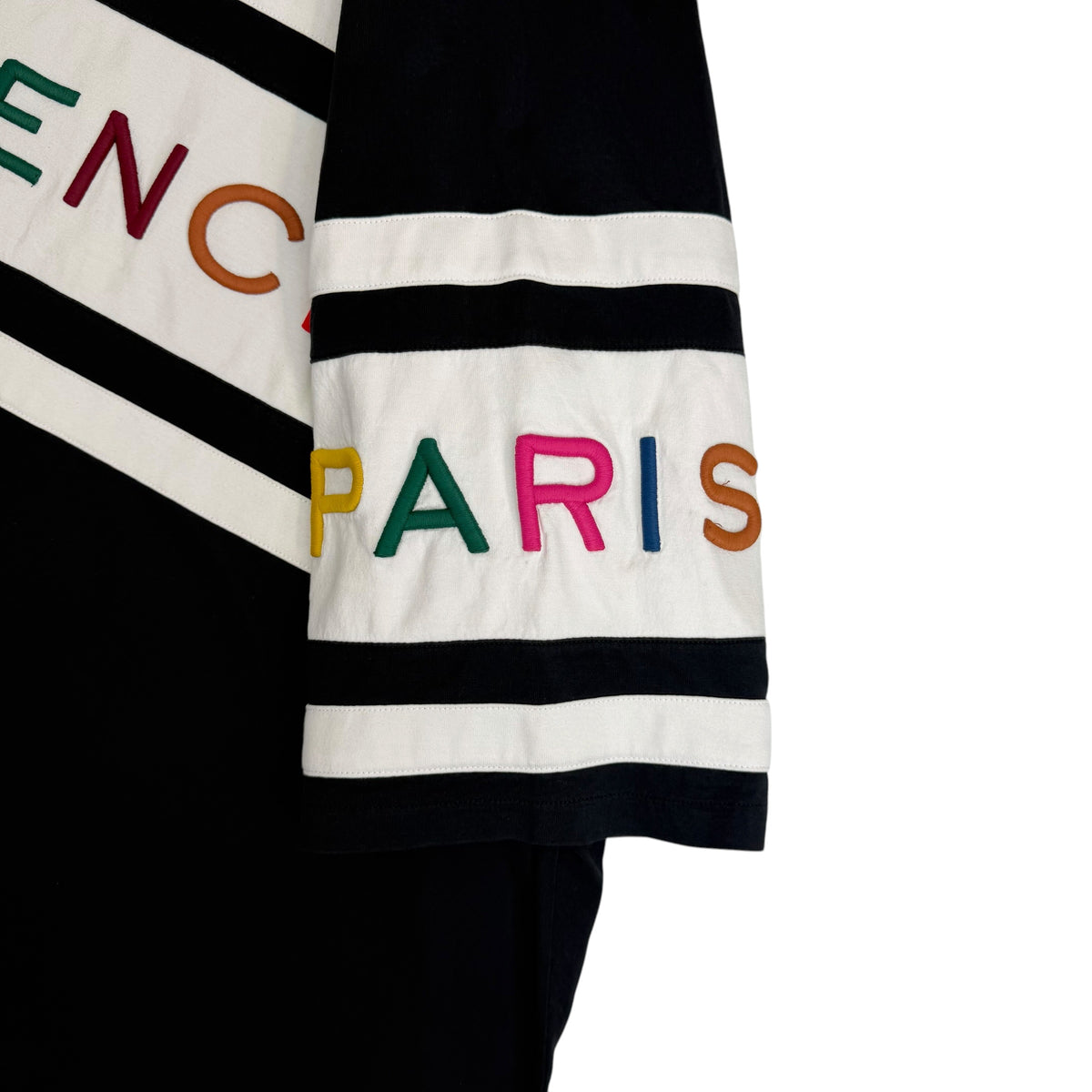 Givenchy Multicolour Logo Embroidery Two Tone Tee Black