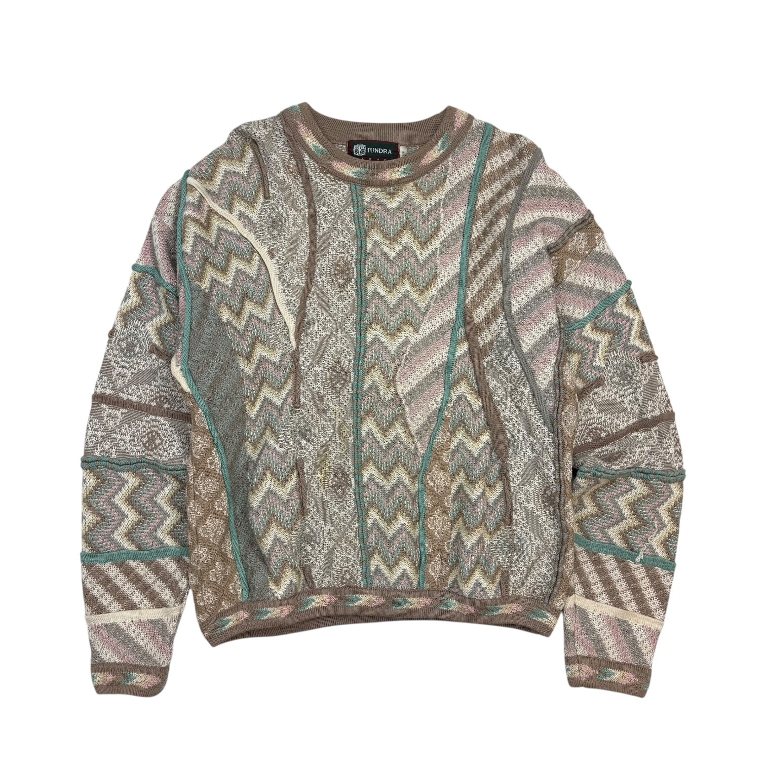 Vintage Tundra Cable Knit Sweater Brown/Green